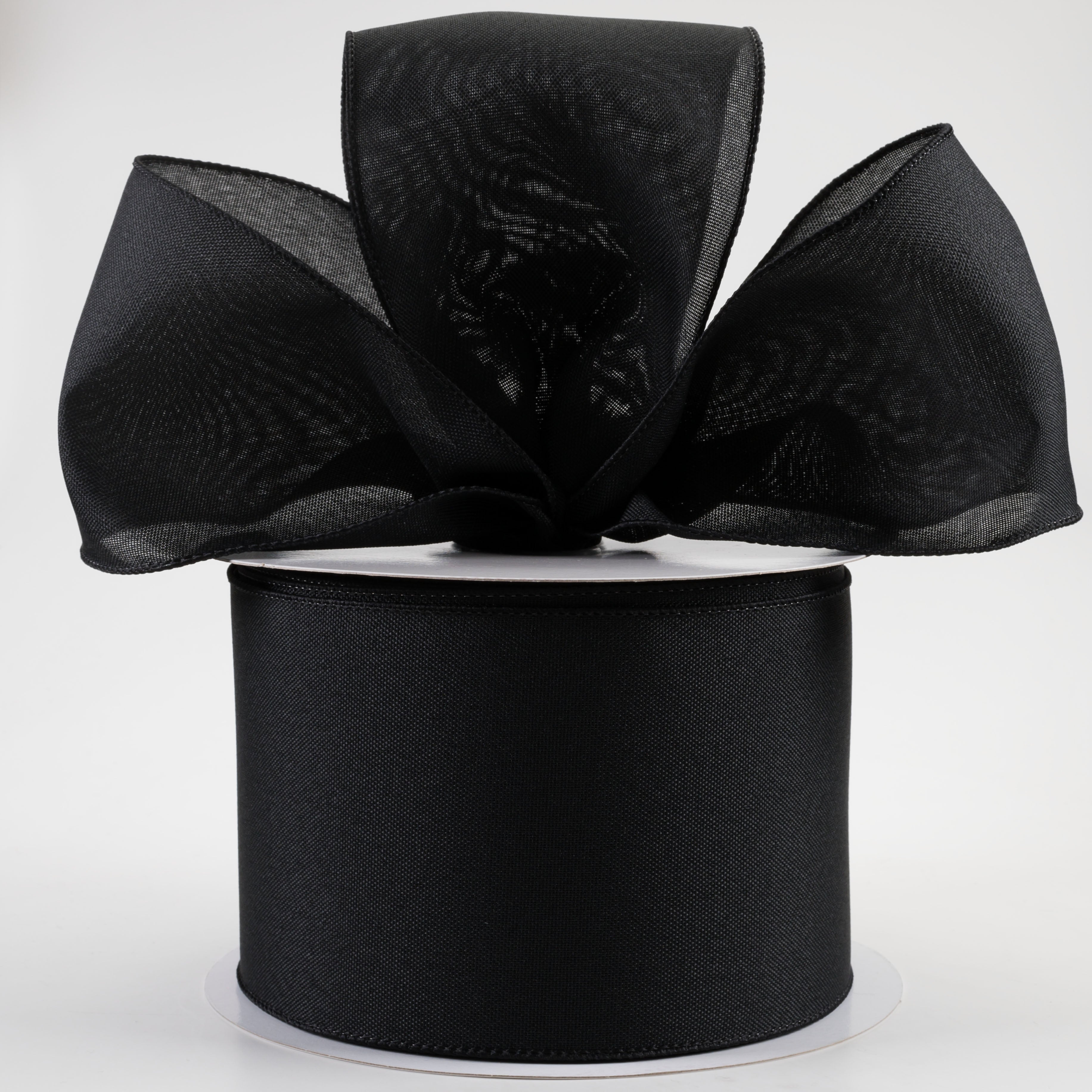 4" Value Faux Burlap Ribbon: Black (100 Feet) Lifestyle Photo