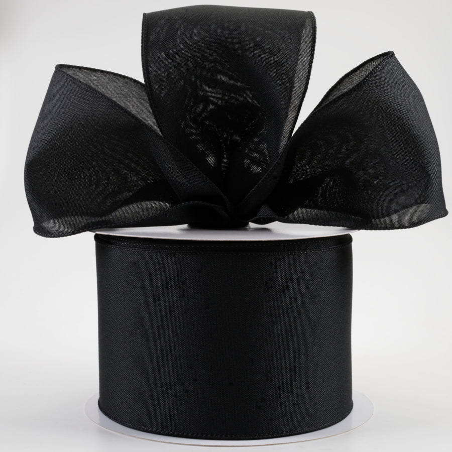 4" Value Faux Burlap Ribbon: Black (100 Feet) Lifestyle Photo