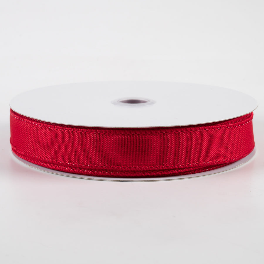 7/8" Value Faux Burlap Ribbon: Red (25 Yards)