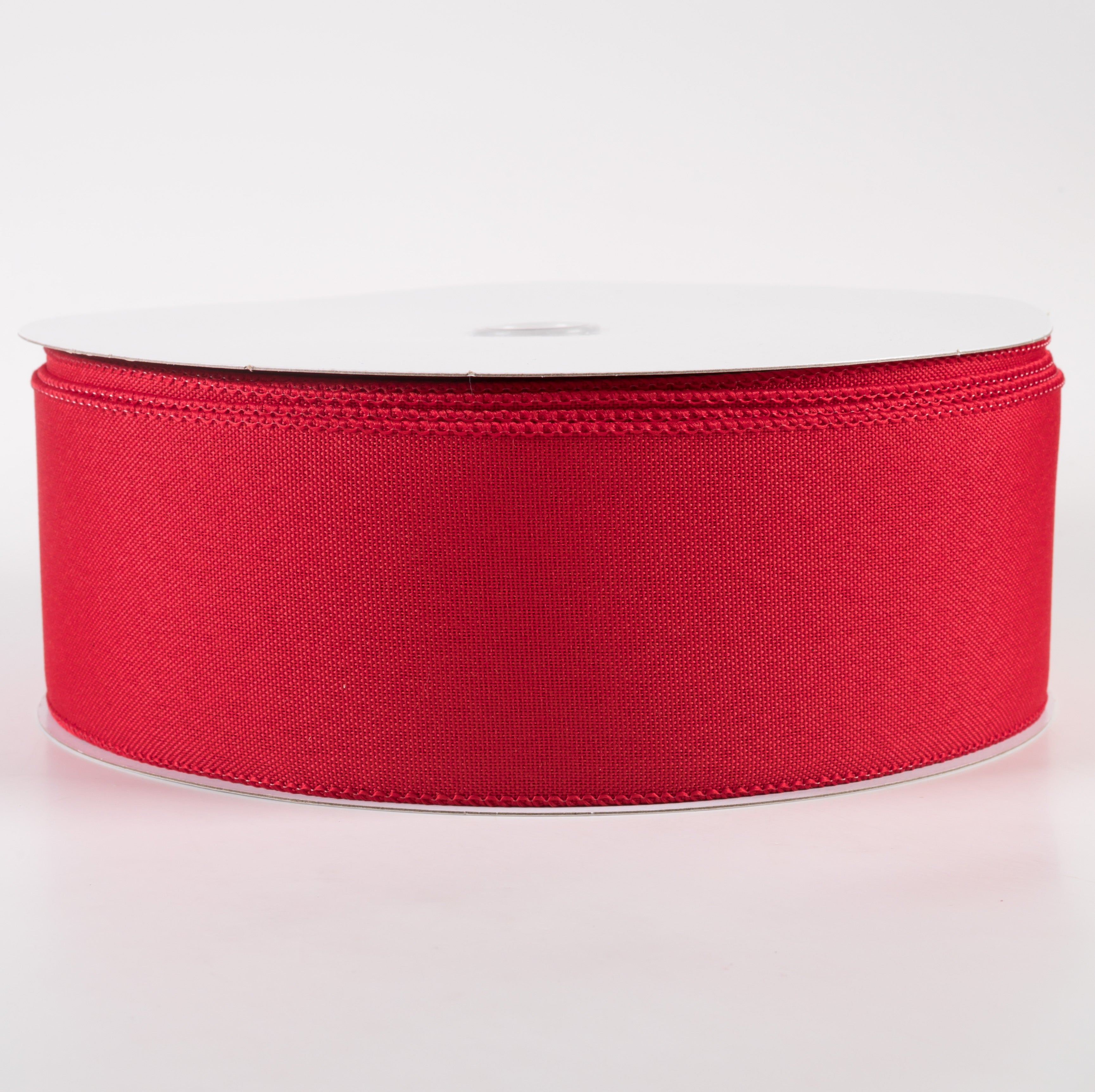 2.5" Value Faux Burlap Ribbon: Red (50 Yards)