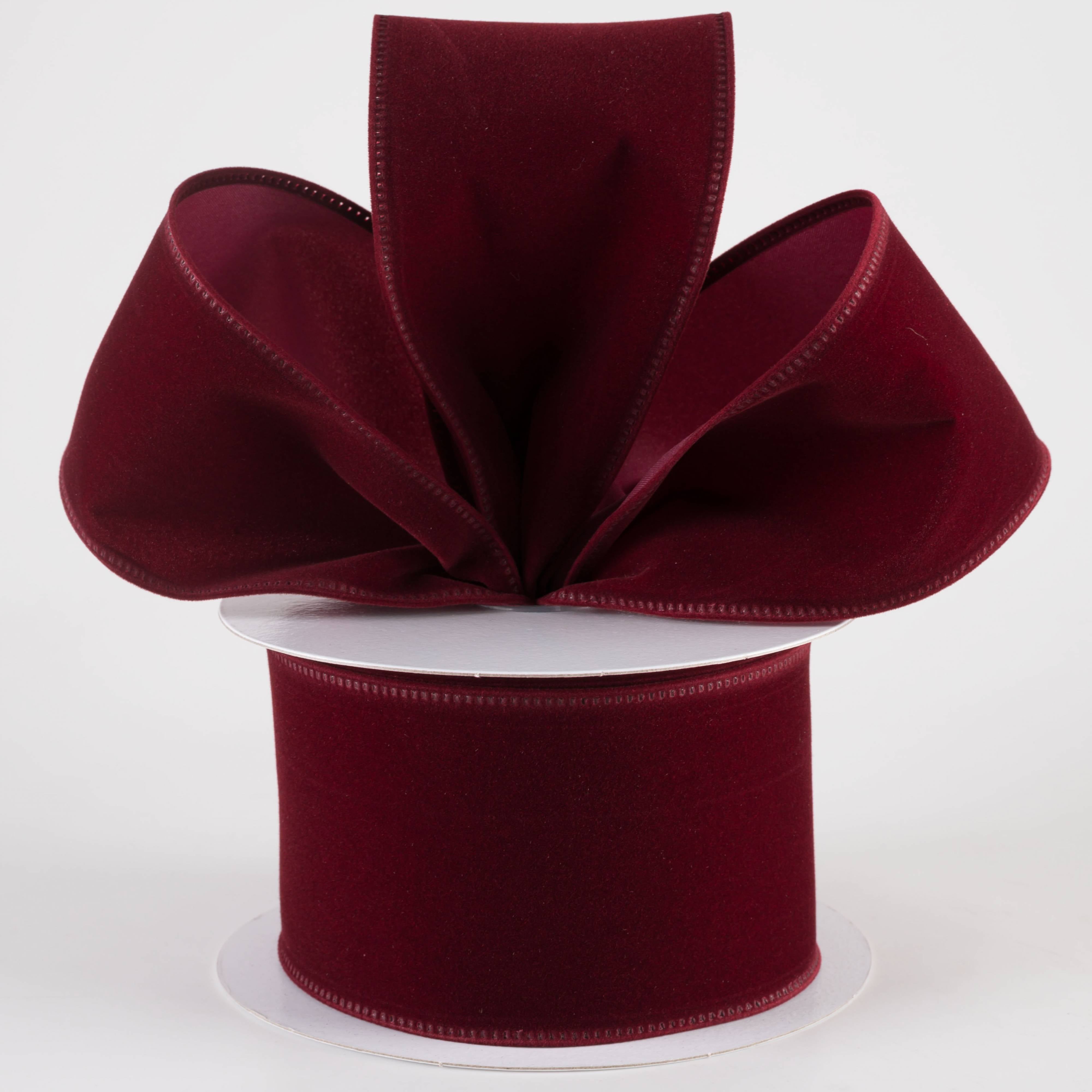 2.5" Value Velvet Ribbon: Burgundy Red (10 Yards) Lifestyle Photo