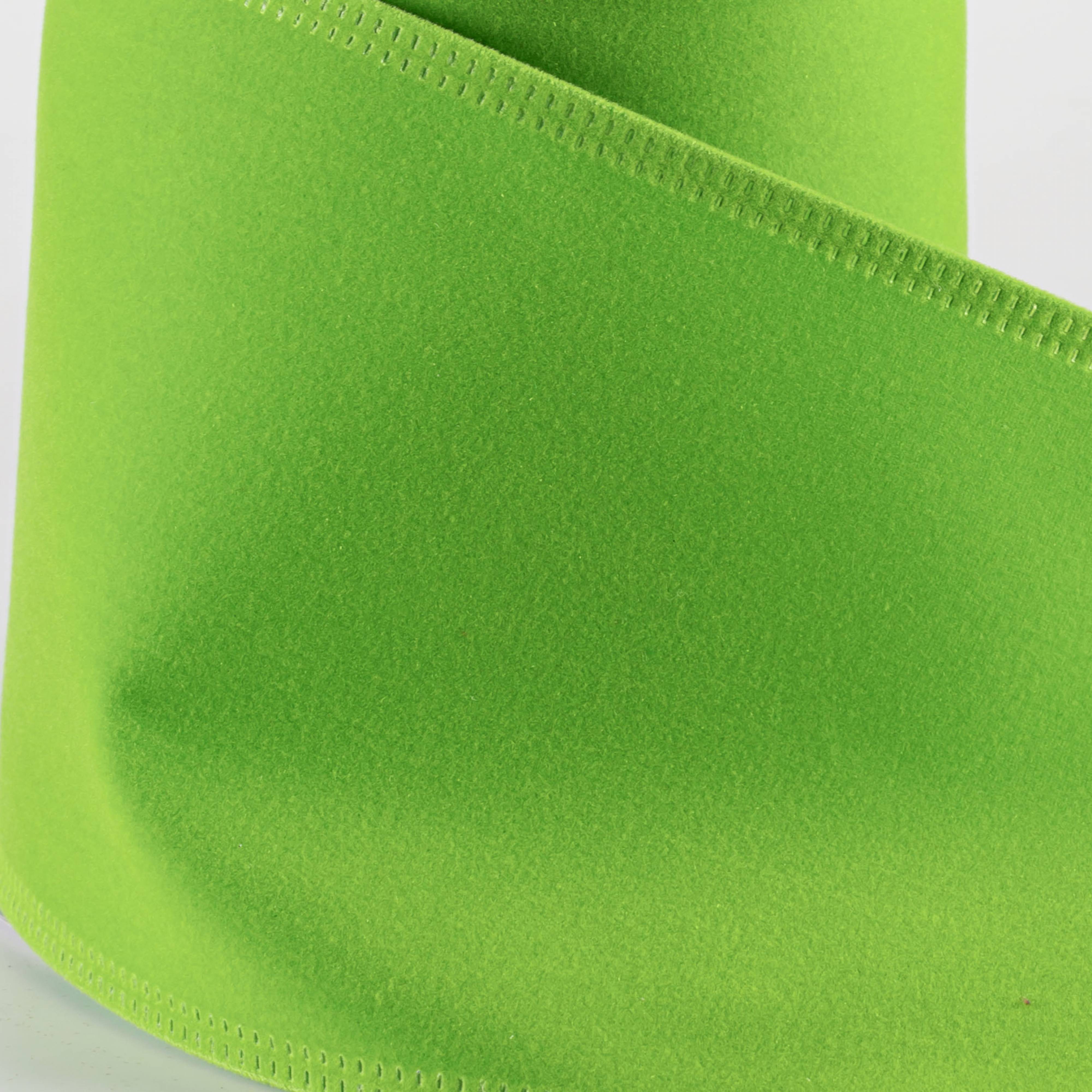 4" Value Velvet Ribbon: Lime Green (10 Yards) detail photo 3