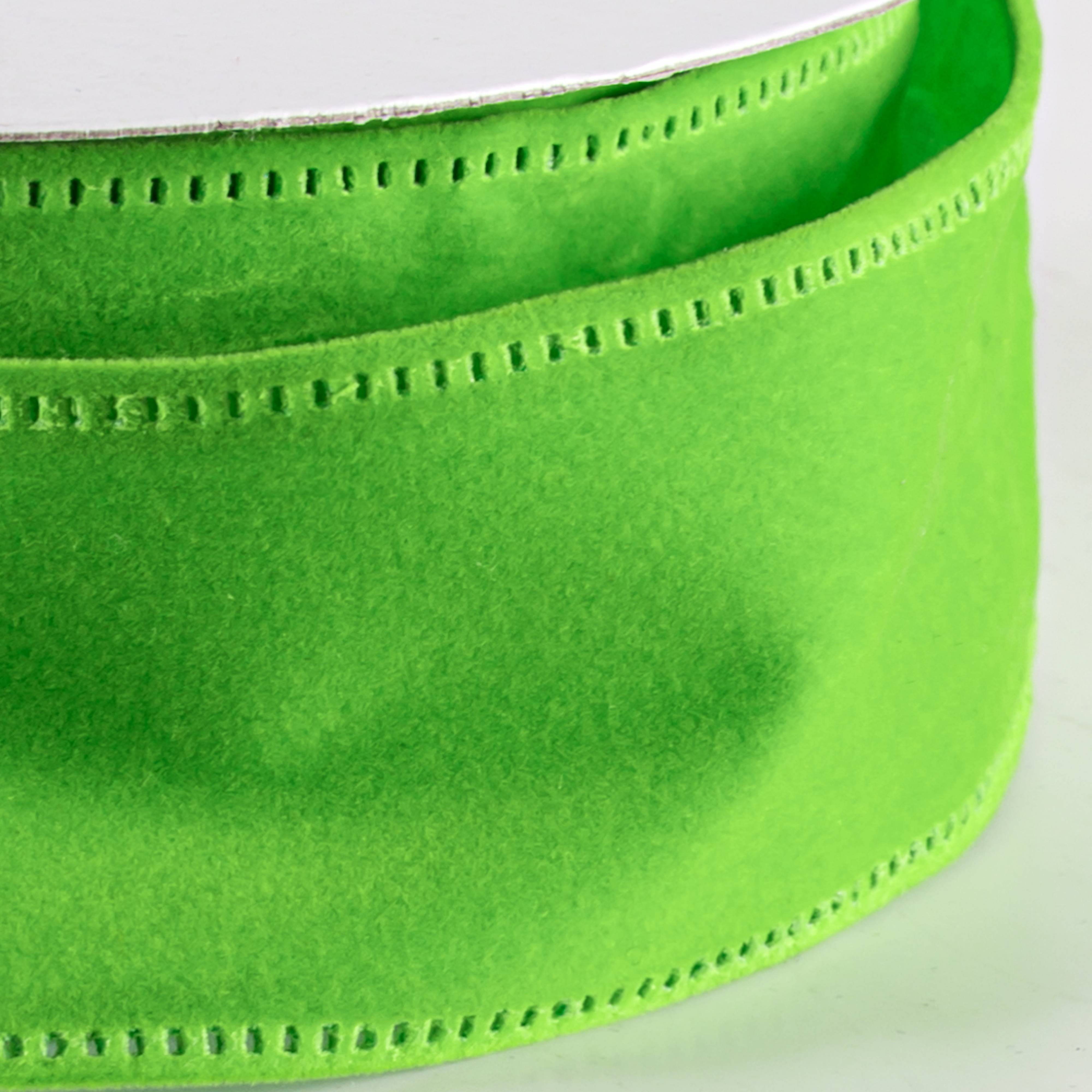 1.5" Value Velvet Ribbon: Lime Green (10 Yards) detail photo 3