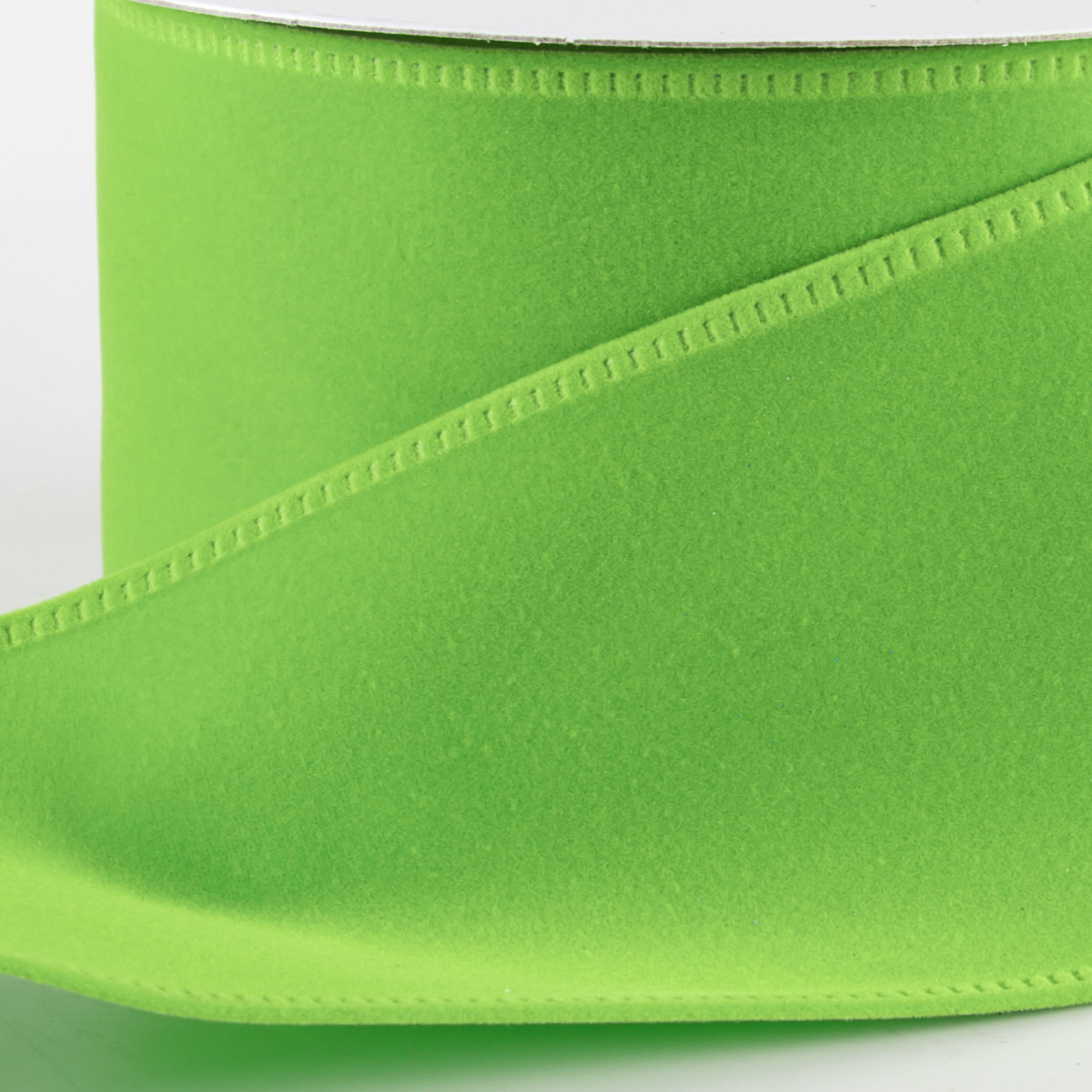 2.5" Value Velvet Ribbon: Lime Green (10 Yards) detail photo 3
