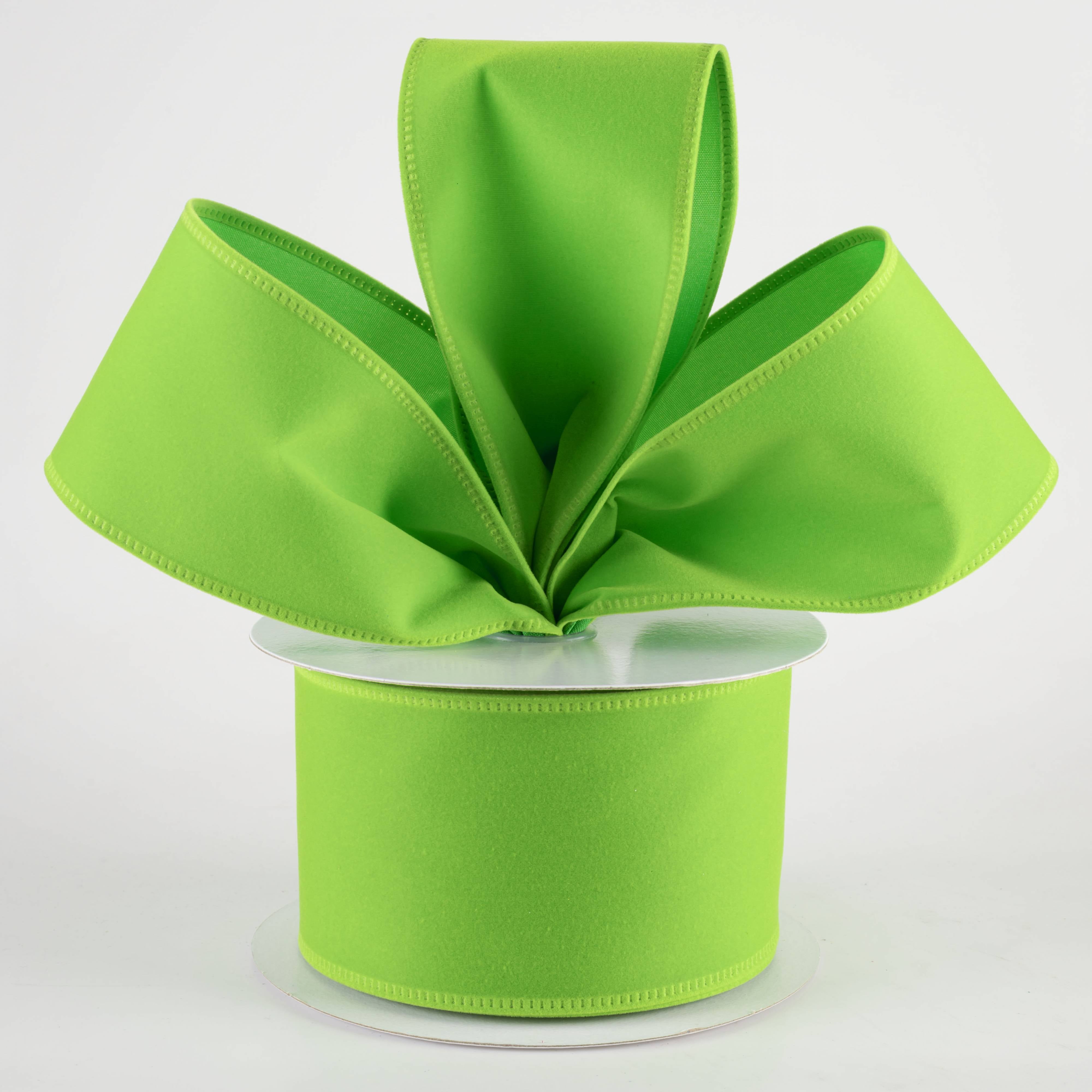 2.5" Value Velvet Ribbon: Lime Green (10 Yards) Lifestyle Photo