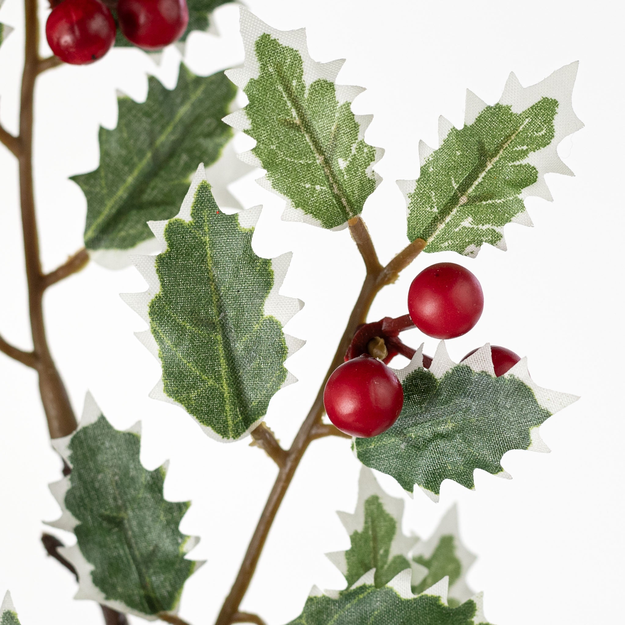 28" Variegated Holly Leaves & Berries Spray Lifestyle Photo