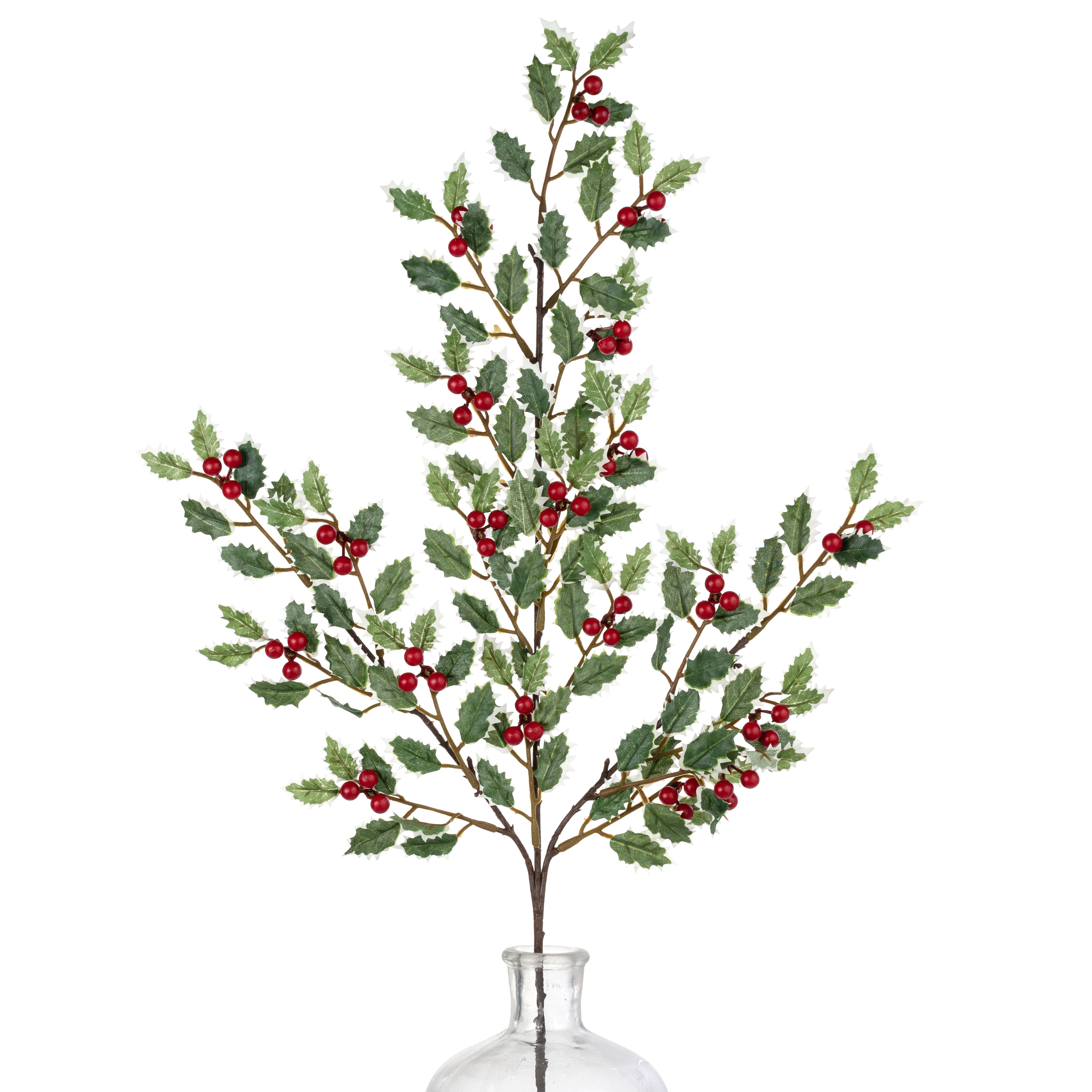 28" Variegated Holly Leaves & Berries Spray Item Number: 244075