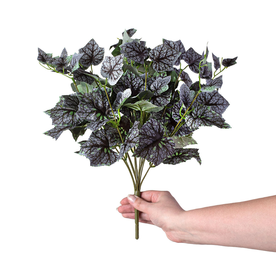14" Variegated Maple Leaves Bush: Purple & Green detail photo 3