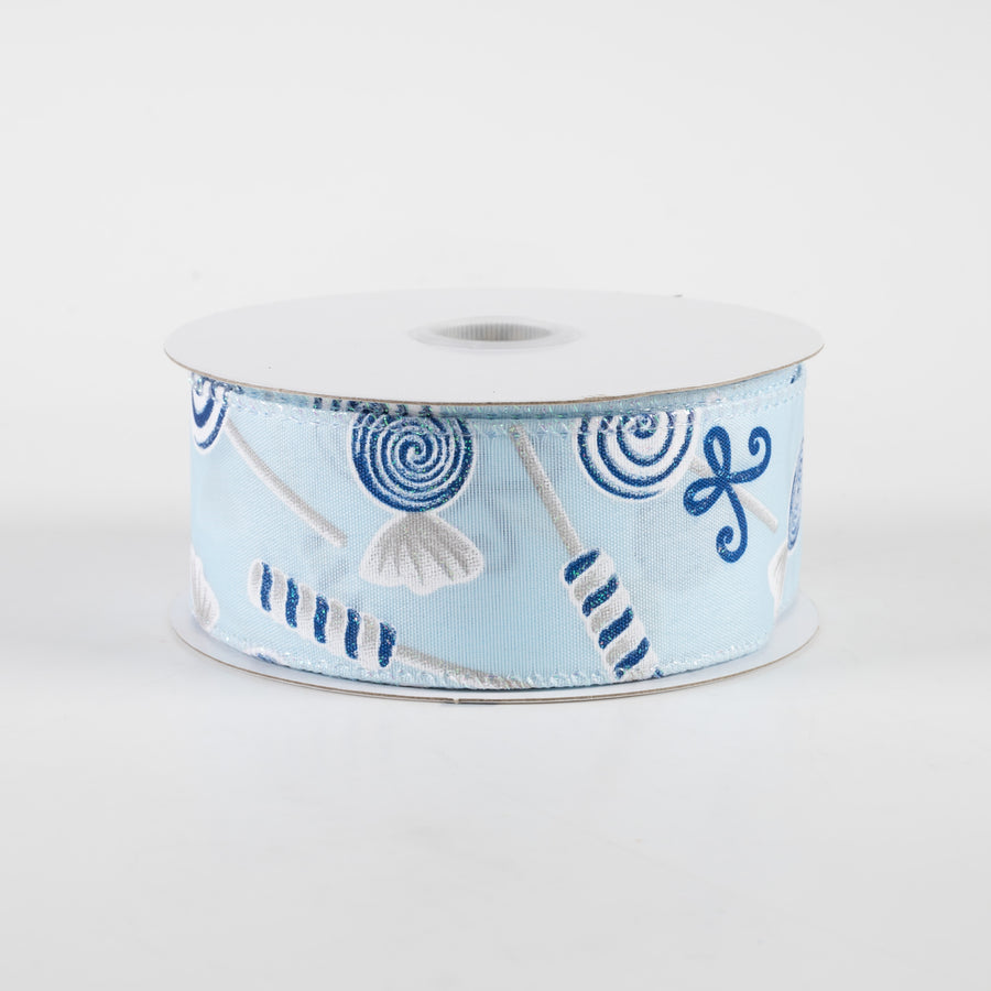 1.5" Various Christmas Candy Satin Ribbon: Light Blue (10 Yards) Item Number: 71298-09-04