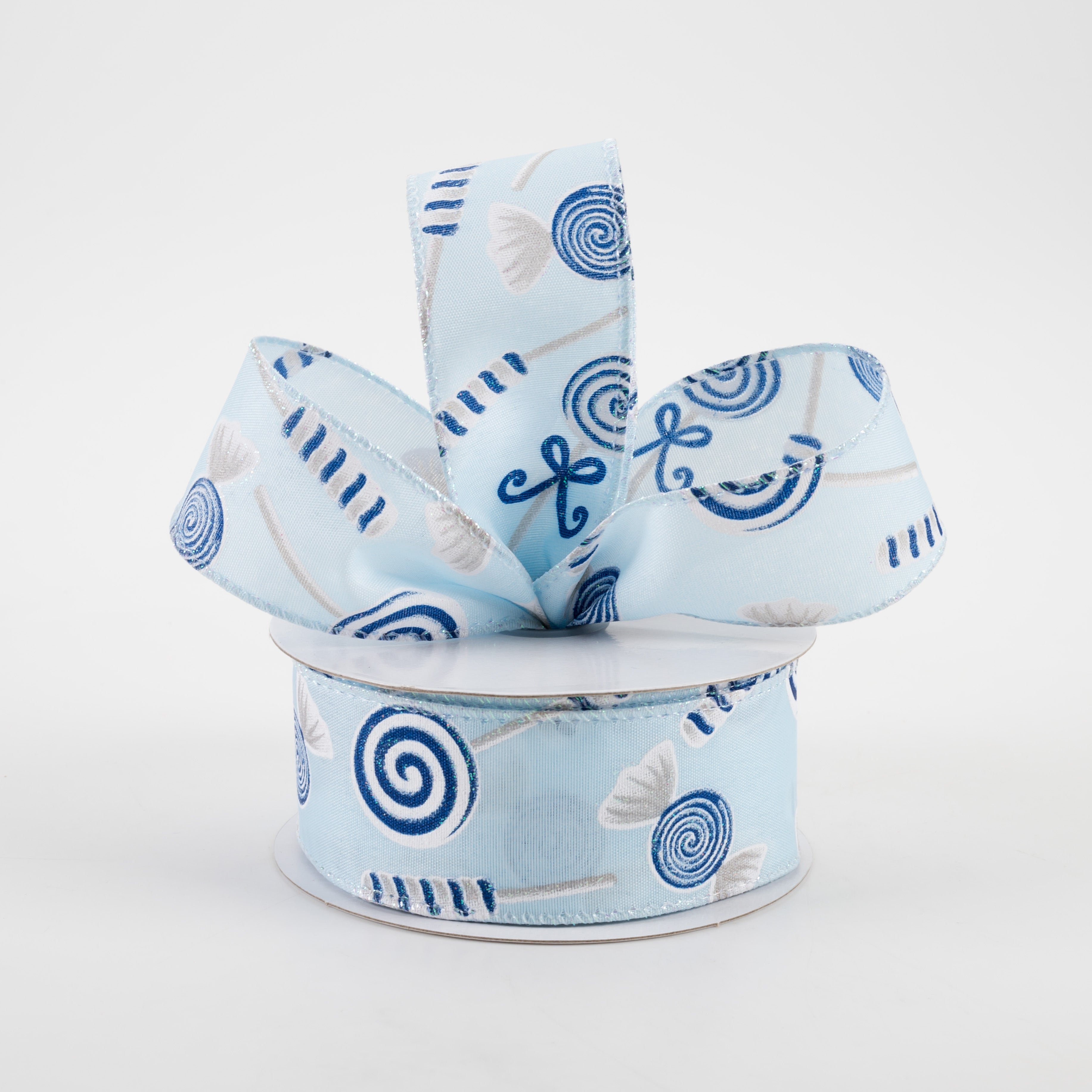 1.5" Various Christmas Candy Satin Ribbon: Light Blue (10 Yards) Lifestyle Photo