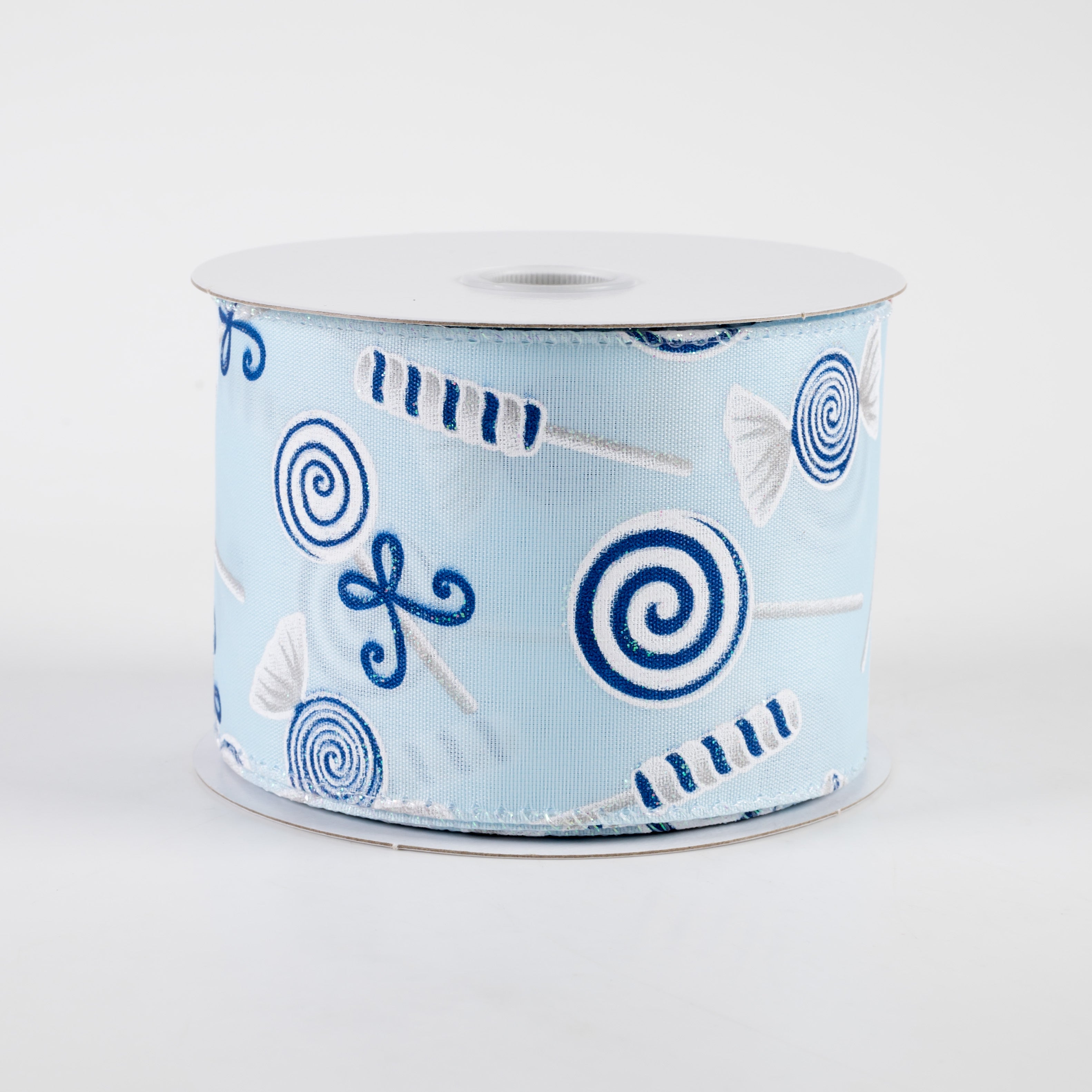 2.5" Various Christmas Candy Satin Ribbon: Light Blue (10 Yards)