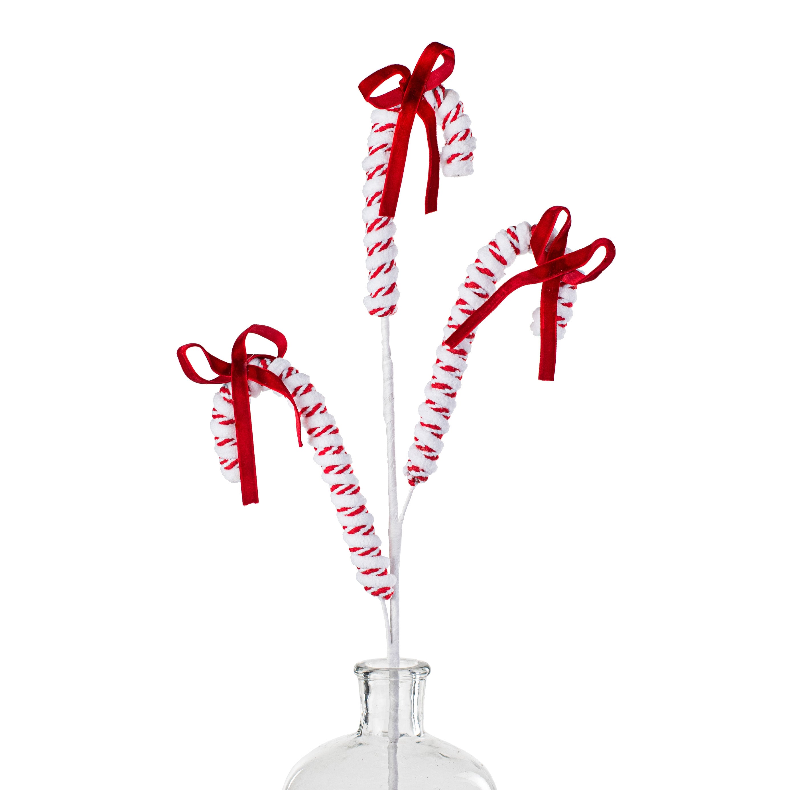 26" Velvet Bow & Candy Cane Spray Item Number: 158885