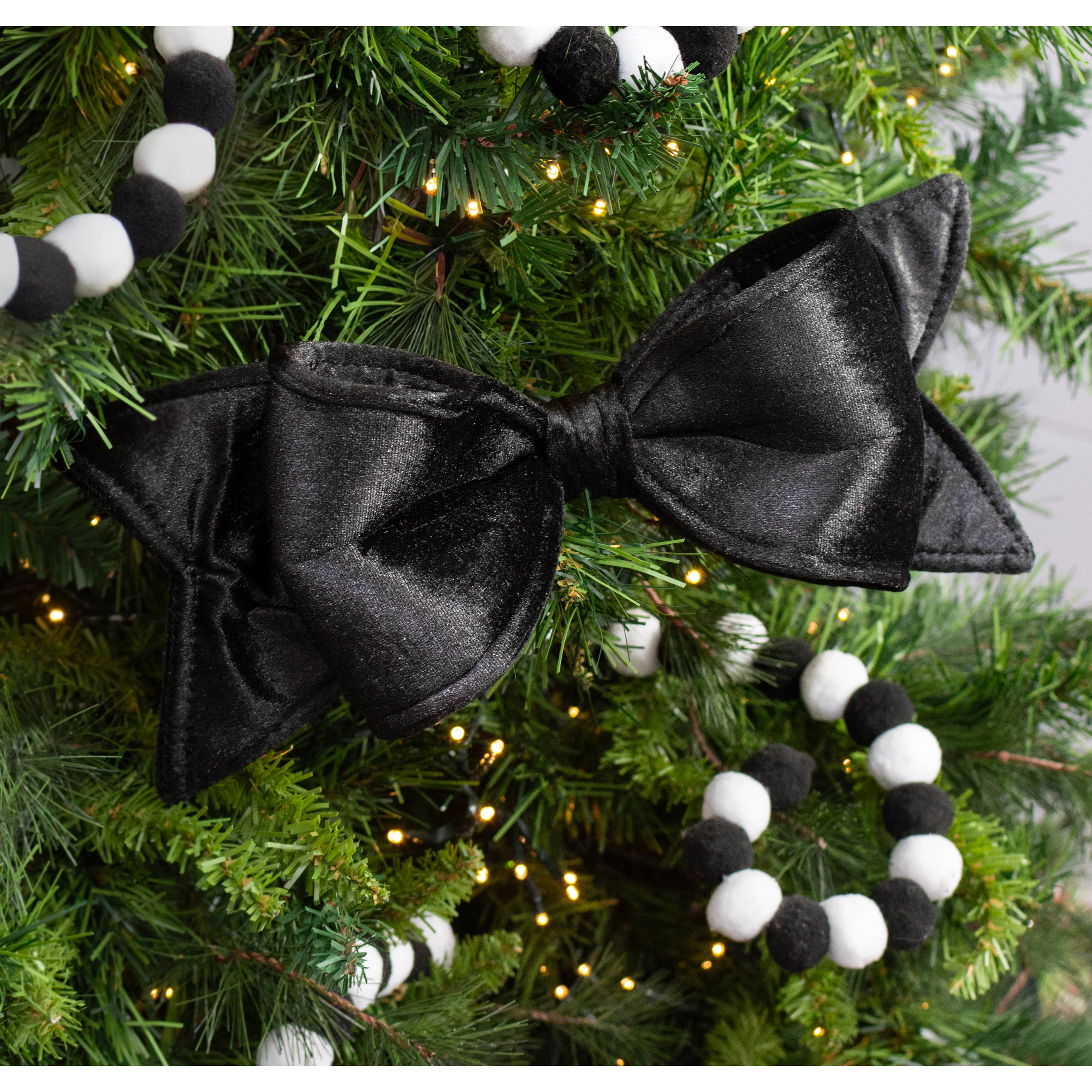 12" Velvet Bow Ornament: Black Lifestyle Photo