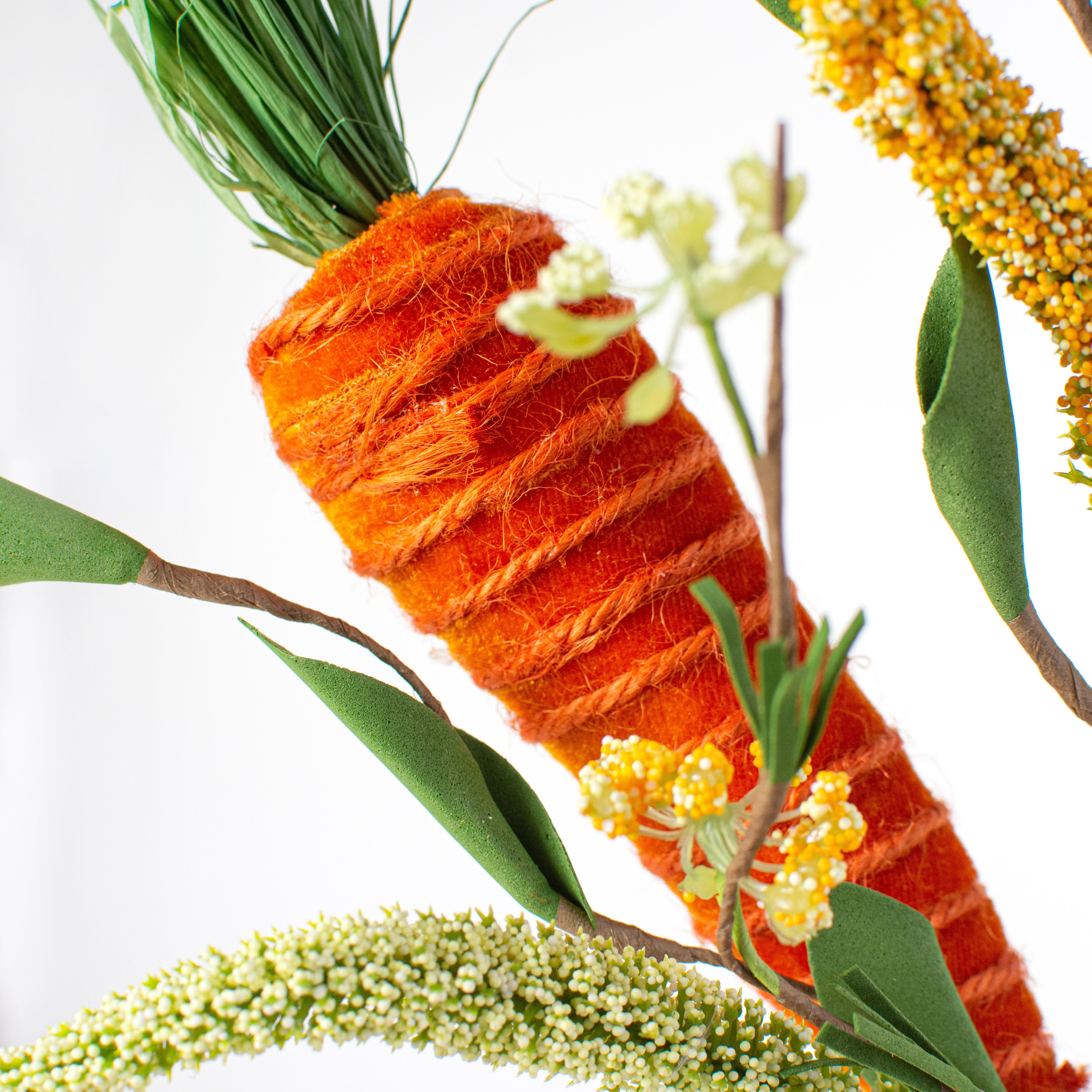 30" Velvet Carrot & Leaves Spray Lifestyle Photo