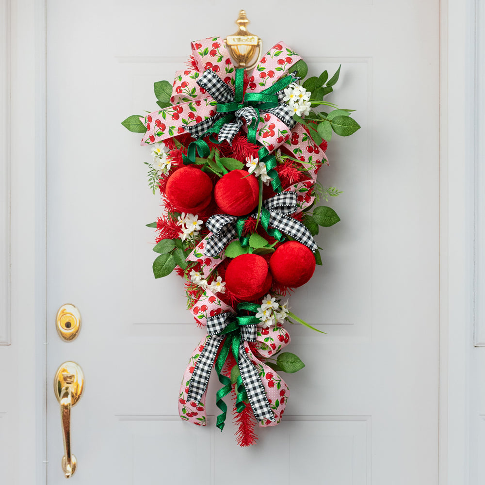 8" Velvet Cherries Decoration Lifestyle Photo