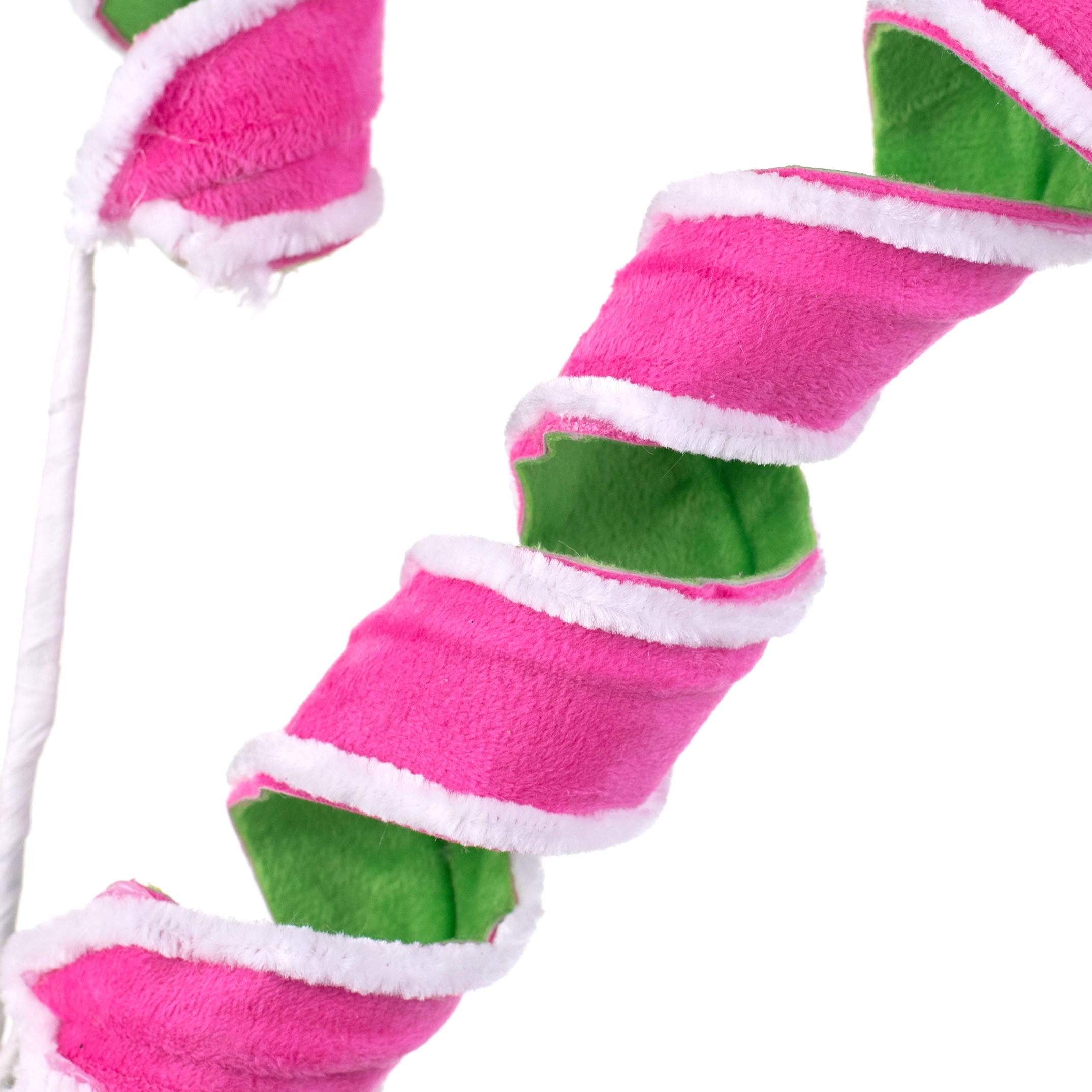 31" Velvet Fabric Curly Spray: Green & Pink Lifestyle Photo