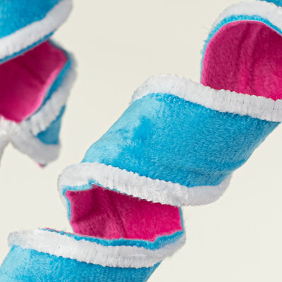 31" Velvet Fabric Curly Spray: Pink & Blue Lifestyle Photo