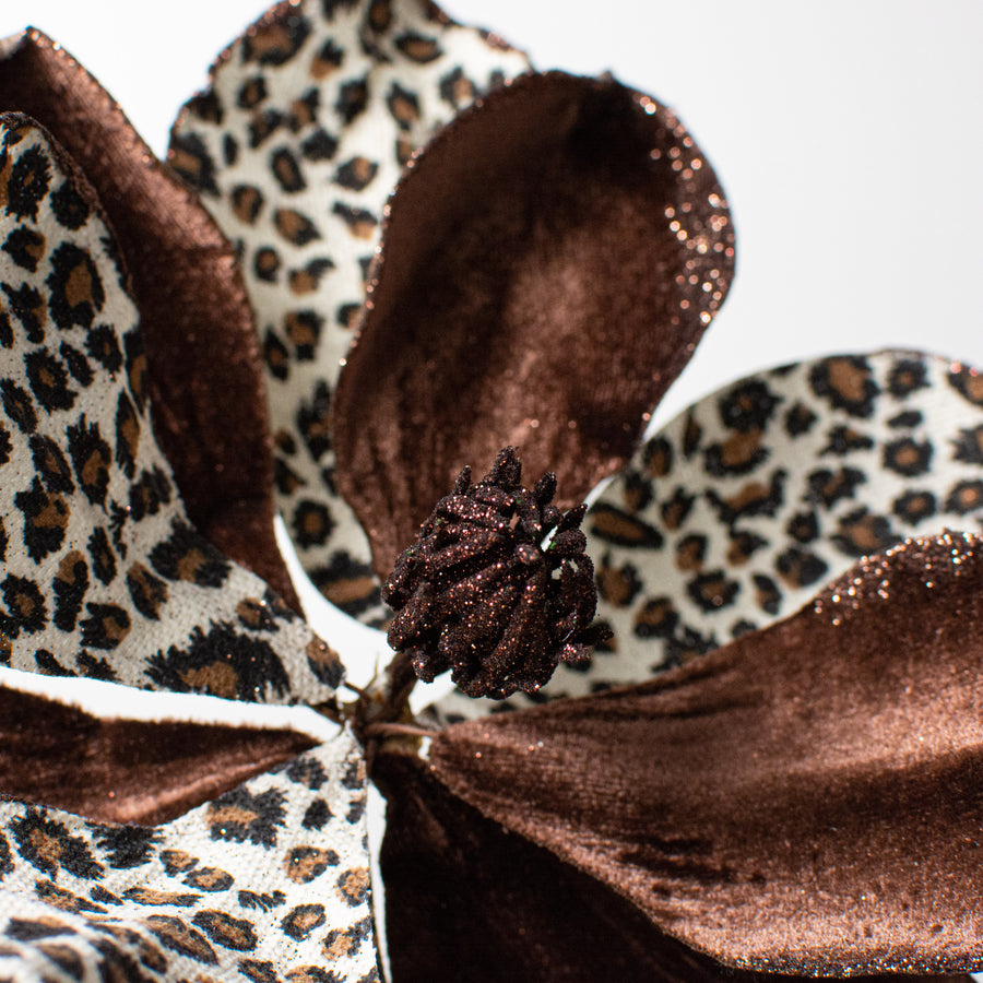 10" Velvet & Glitter Magnolia Spray: Cheetah Lifestyle Photo