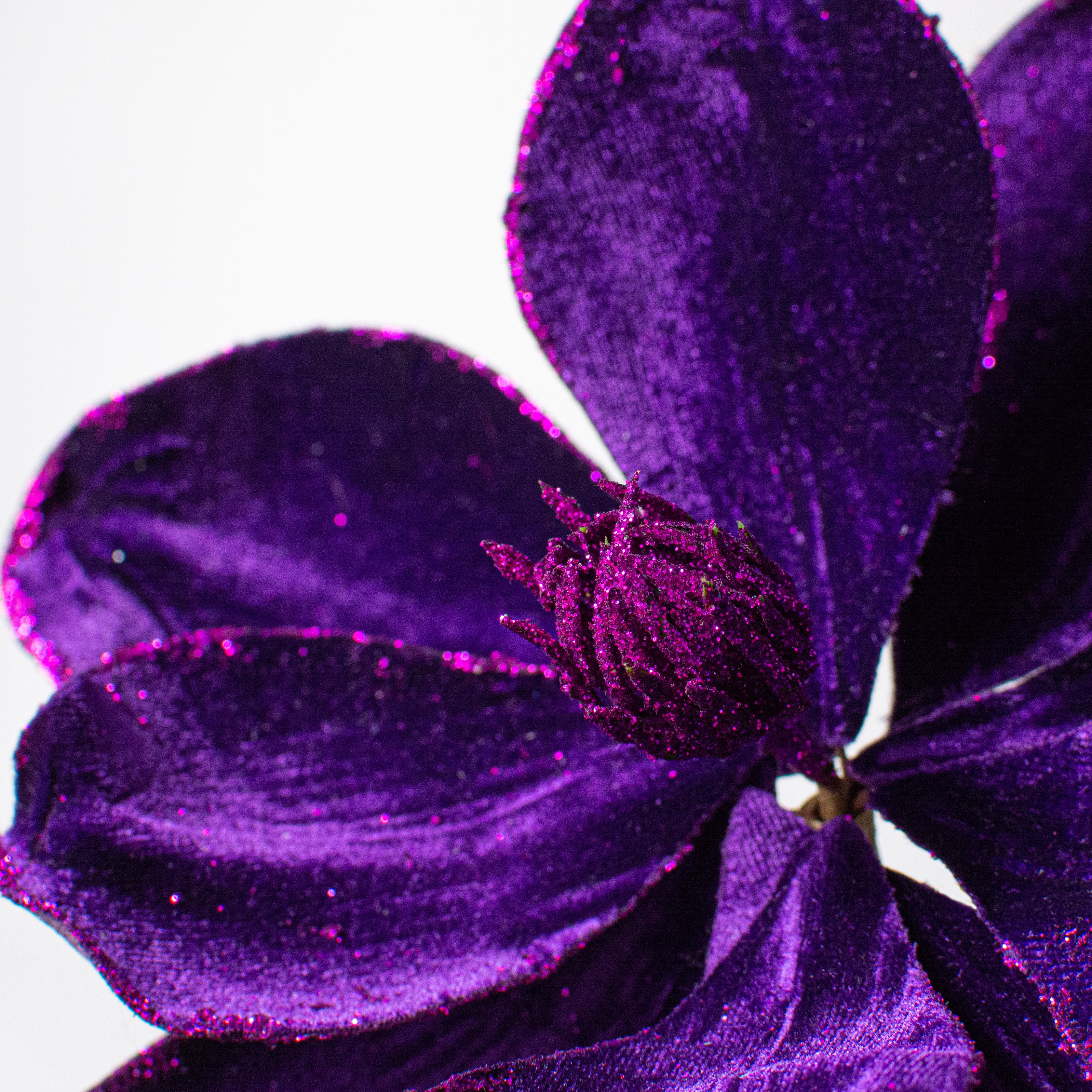 10" Velvet & Glitter Magnolia Spray: Dark Purple Lifestyle Photo