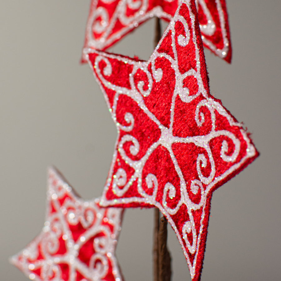 21" Velvet Glitter Star Pick: Red & White Lifestyle Photo