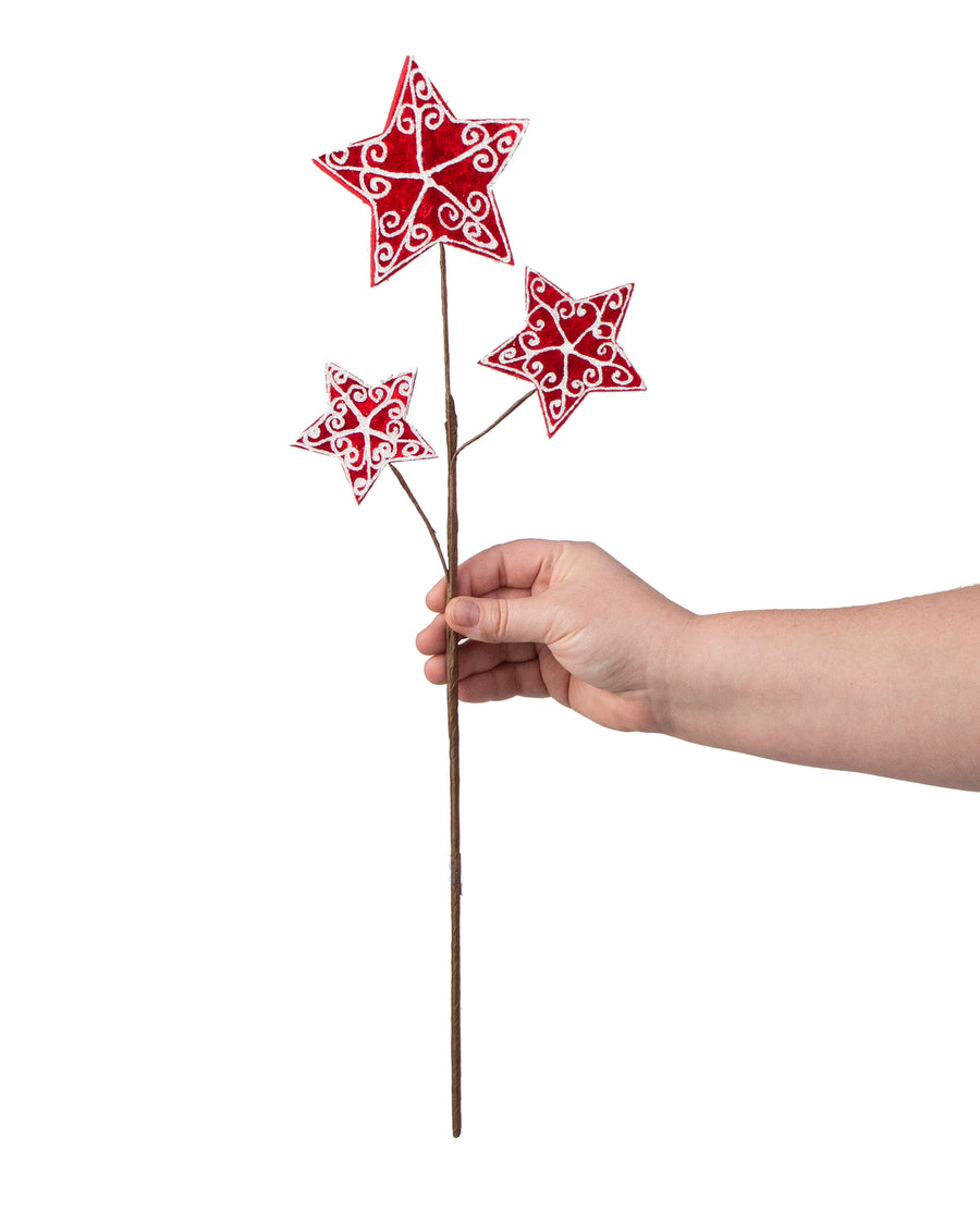 21" Velvet Glitter Star Pick: Red & White detail photo 3