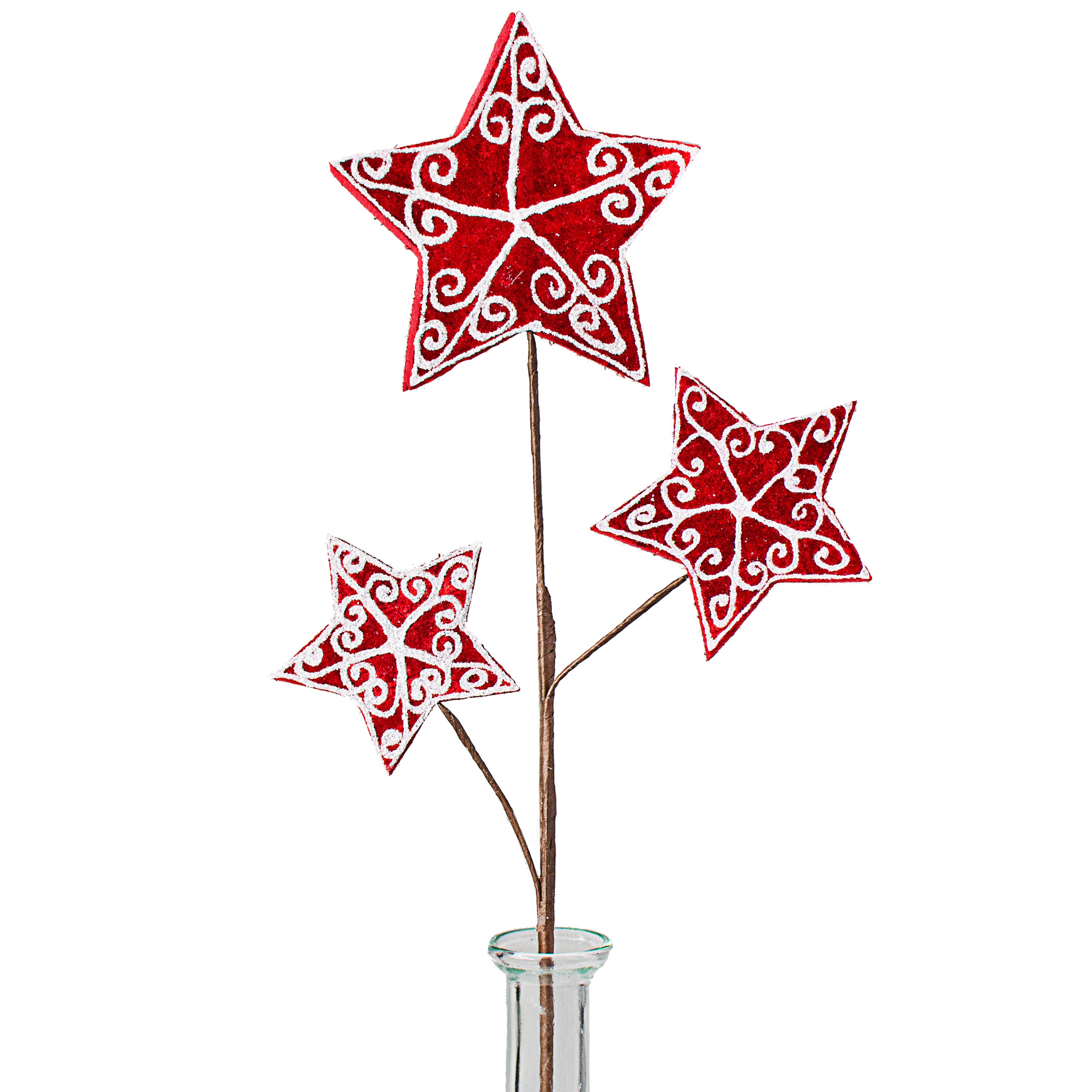 21" Velvet Glitter Star Pick: Red & White Item Number: 125706
