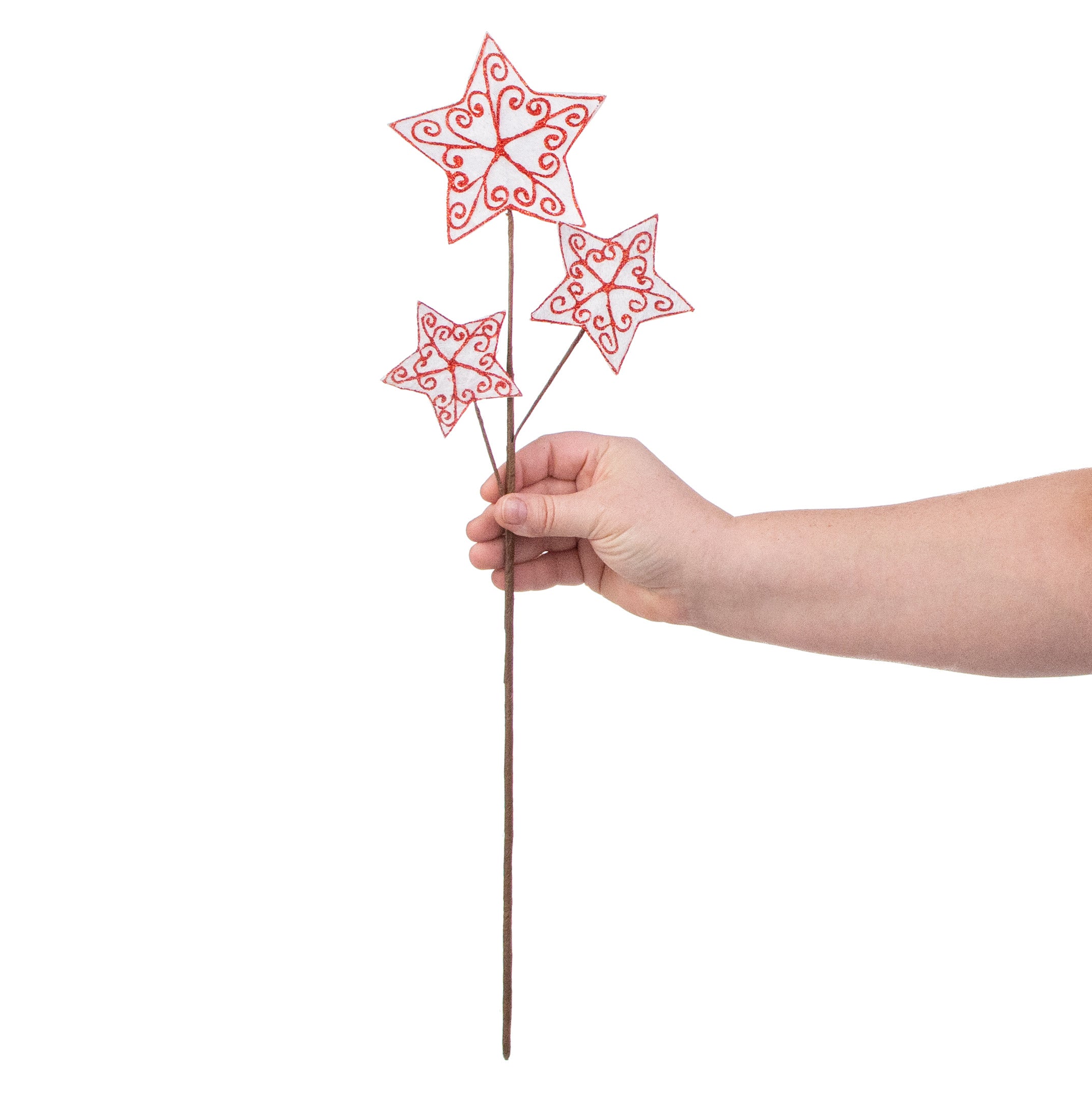21" Velvet Glitter Star Pick: White & Red detail photo 3