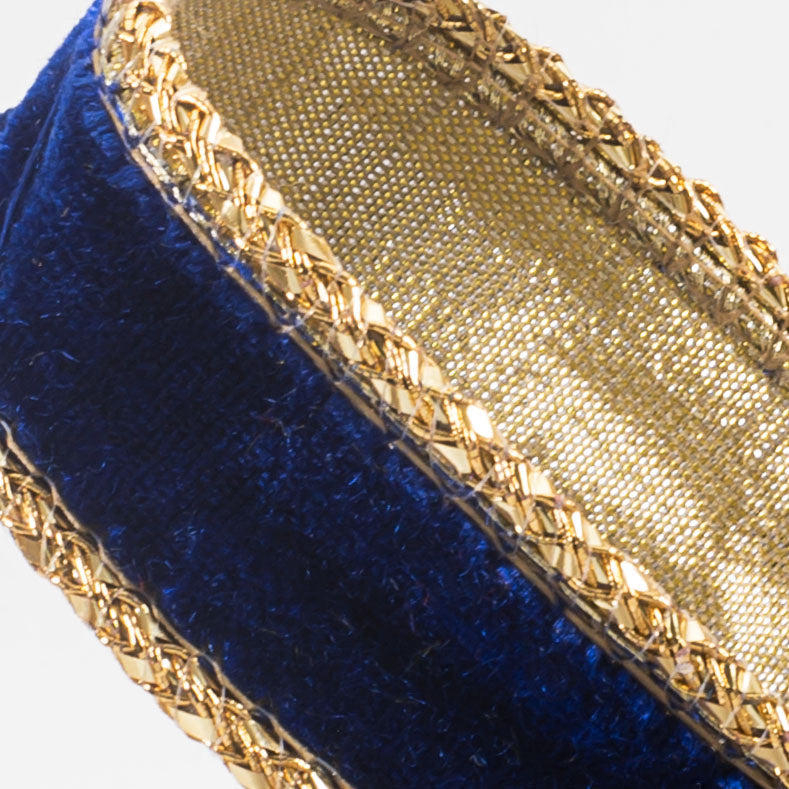 [D Stevens] 1" Velvet Gold Braid Edge Ribbon: Royal Blue (10 Yards) detail photo 3
