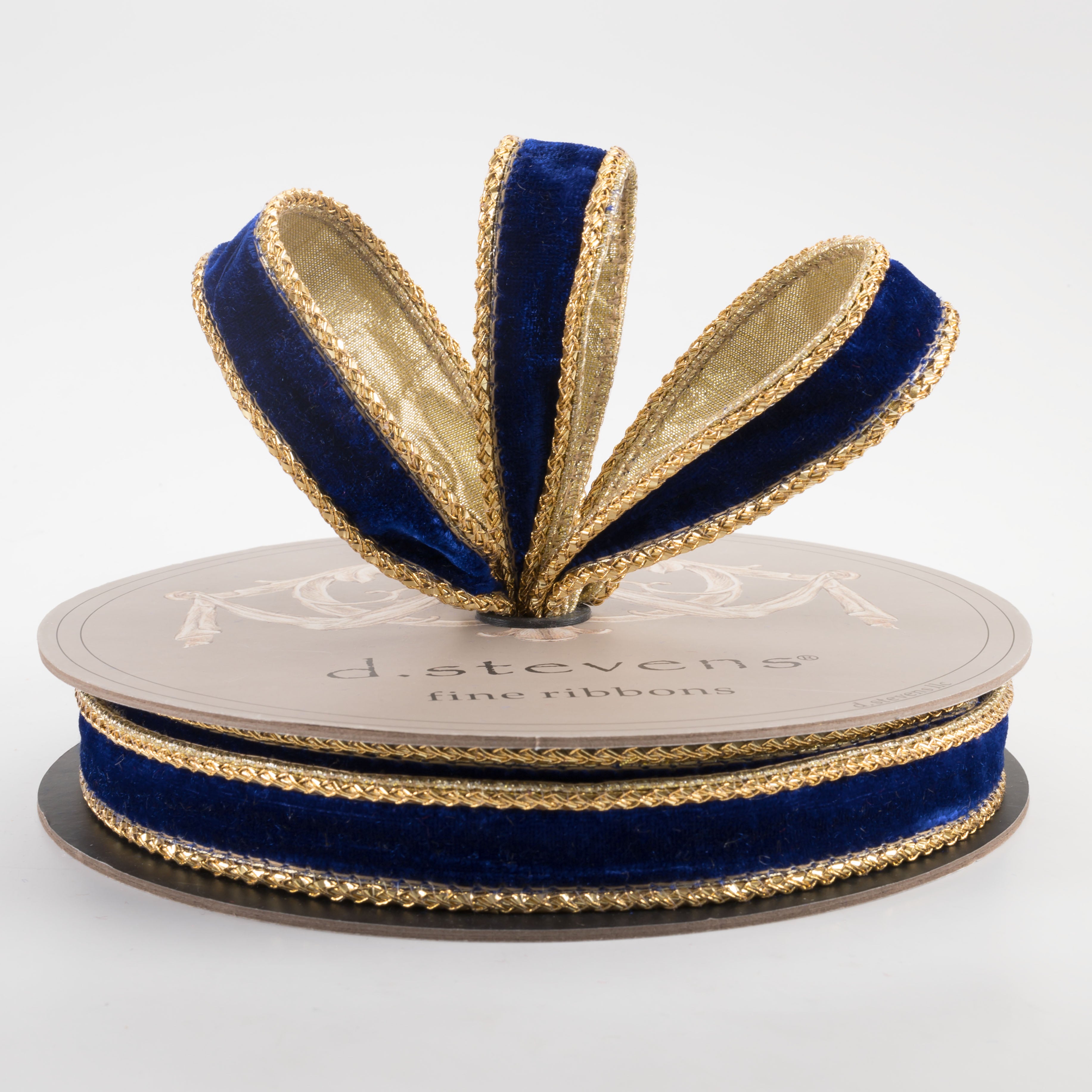[D Stevens] 1" Velvet Gold Braid Edge Ribbon: Royal Blue (10 Yards) Lifestyle Photo