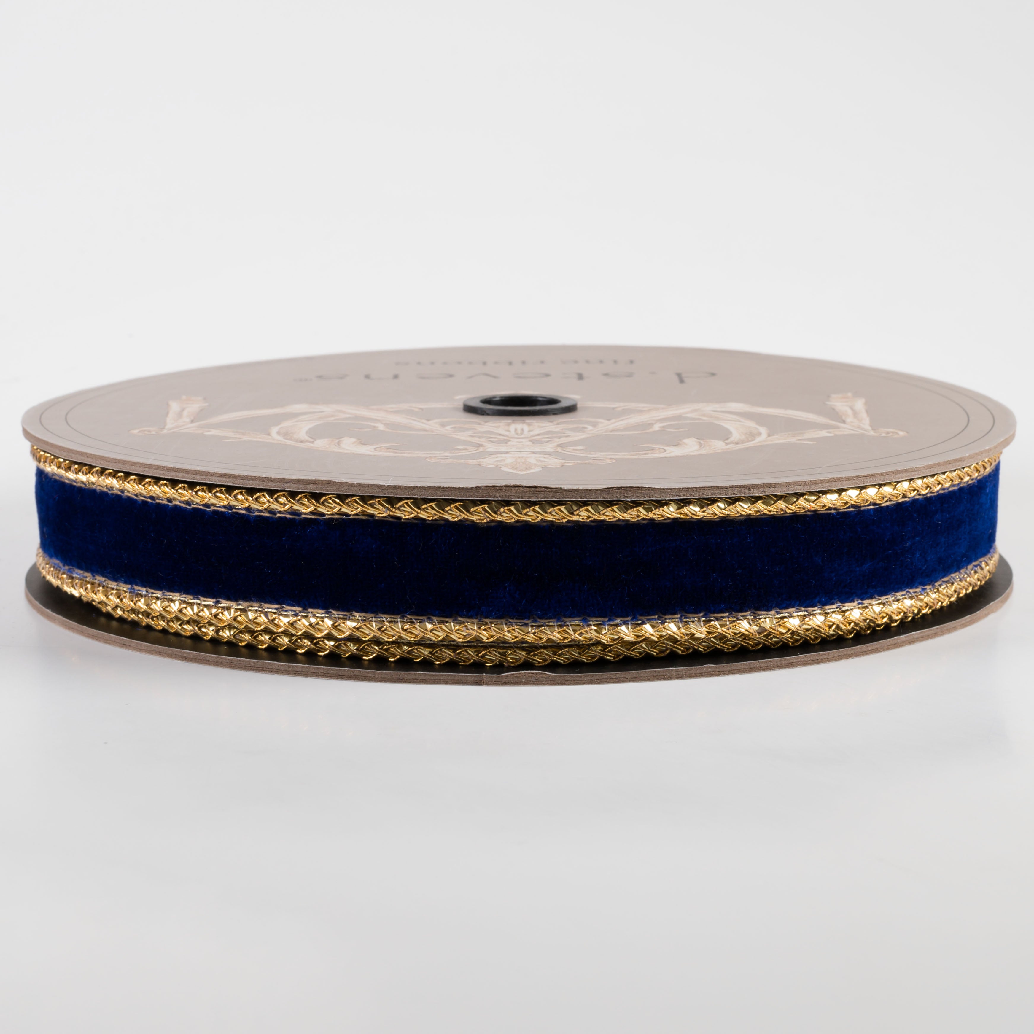 [D Stevens] 1" Velvet Gold Braid Edge Ribbon: Royal Blue (10 Yards) Item Number: 05-0199