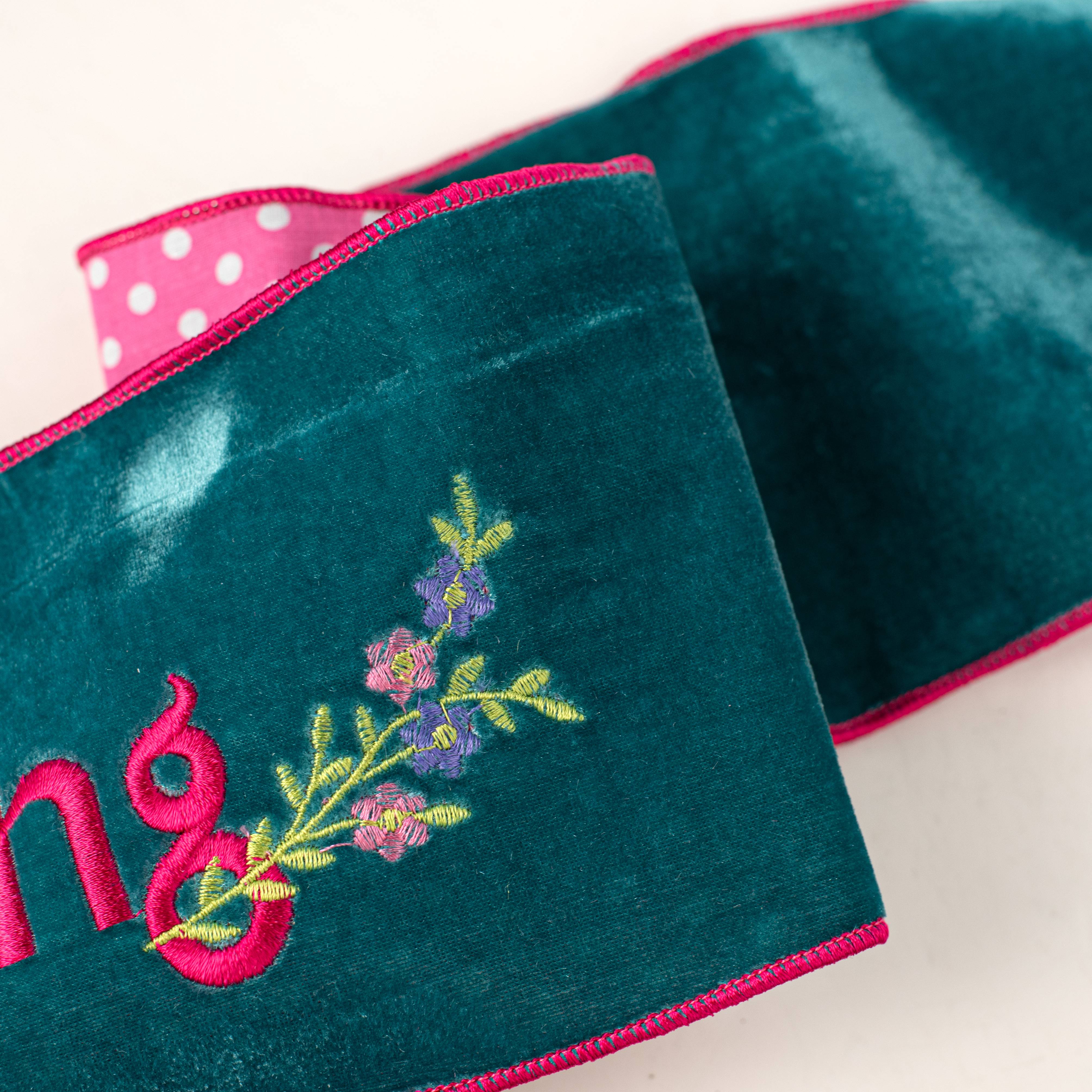 [D Stevens] 6" Velvet Hello Spring Polka Dot Banner: Light Teal Blue detail photo 3