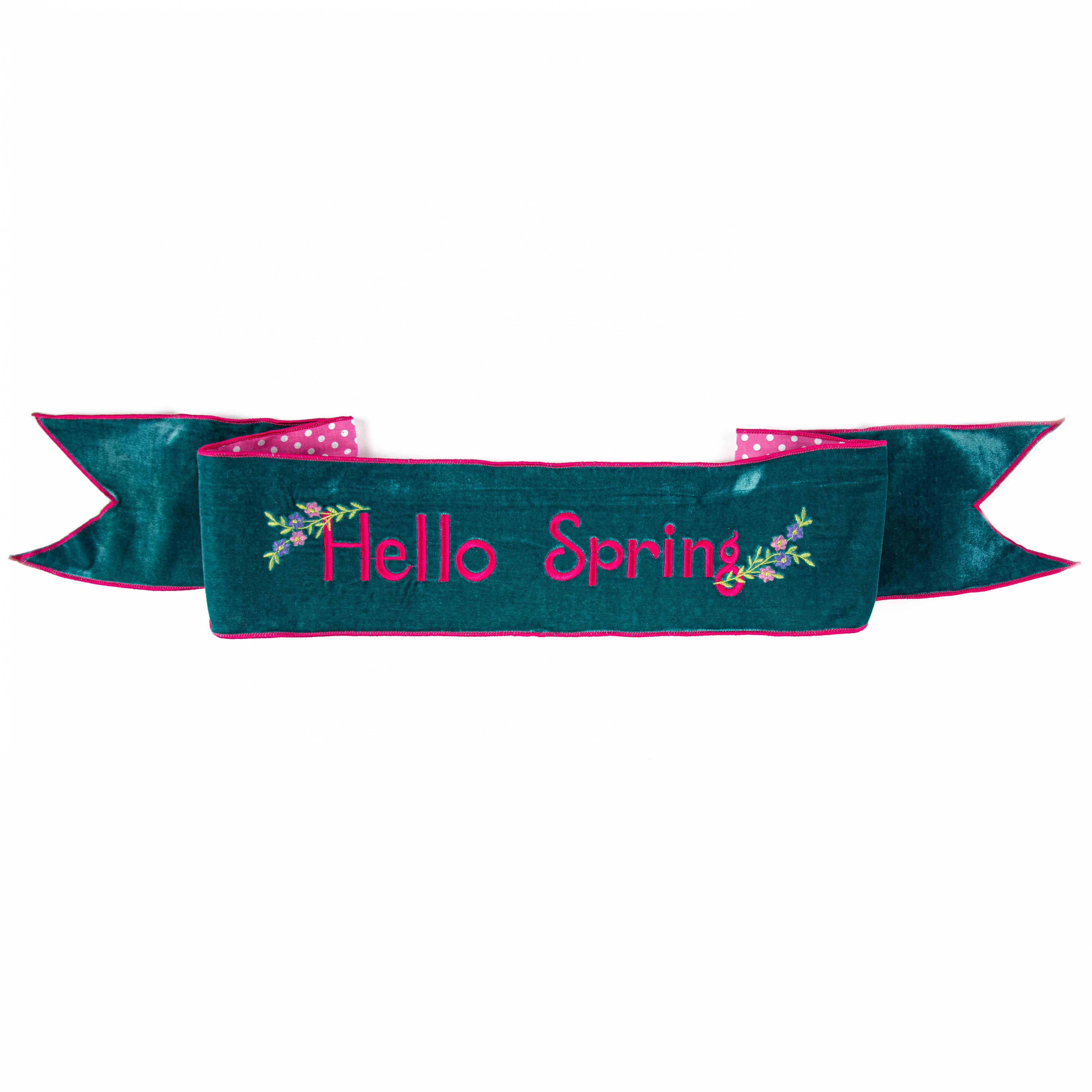 [D Stevens] 6" Velvet Hello Spring Polka Dot Banner: Light Teal Blue Item Number: 18-4260