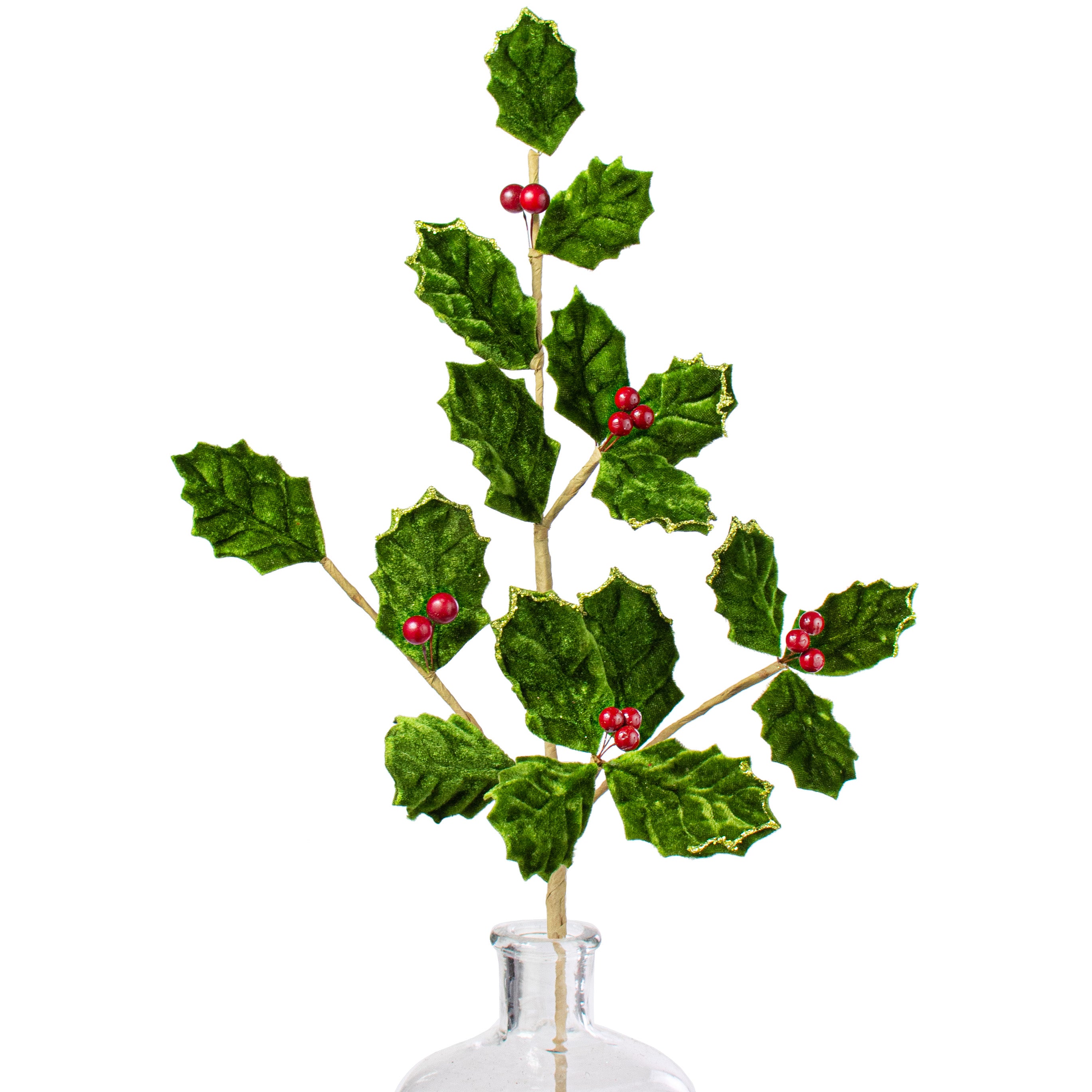 25" Velvet Holly Berry Spray Item Number: 127996