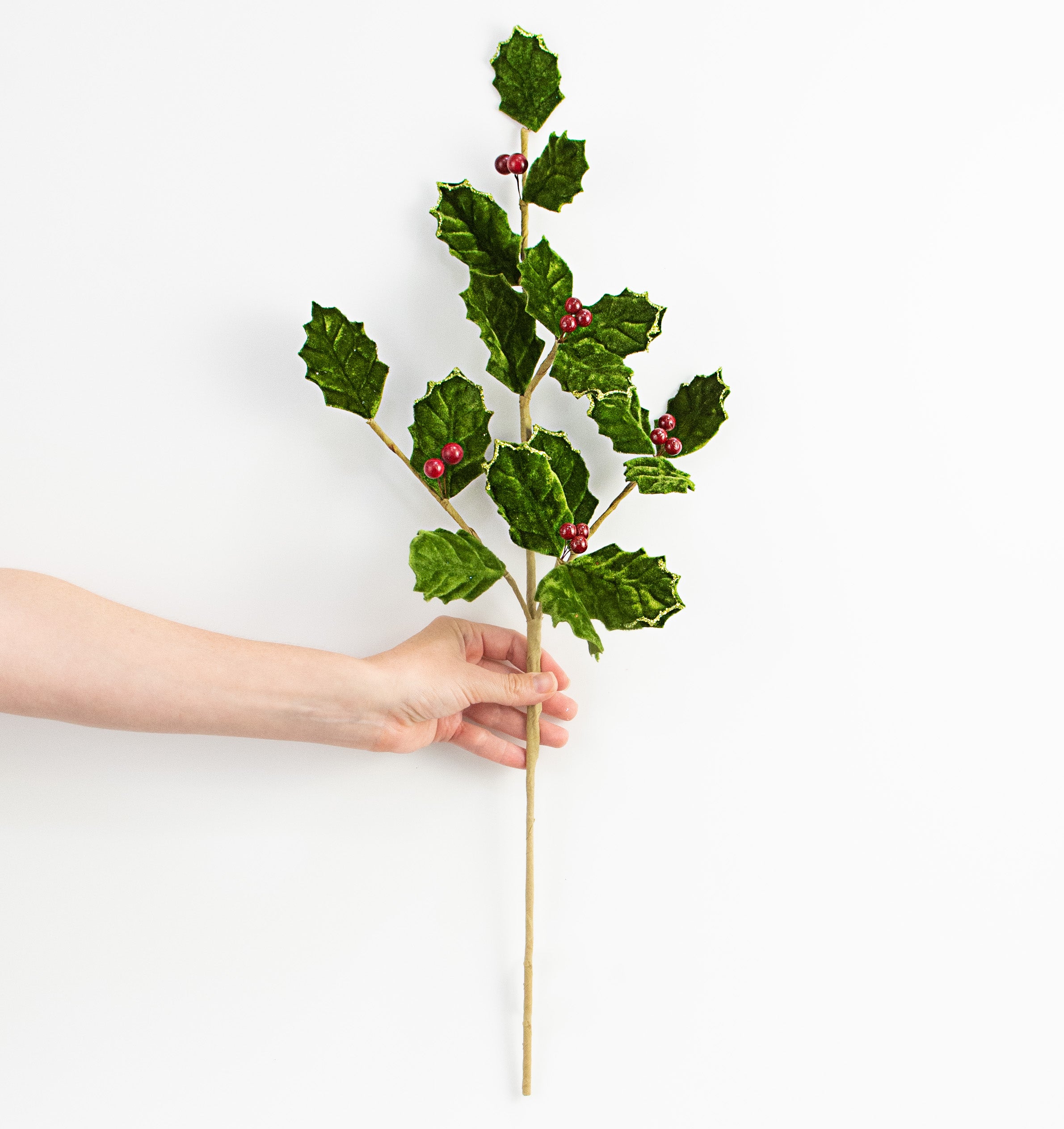 25" Velvet Holly Berry Spray detail photo 3