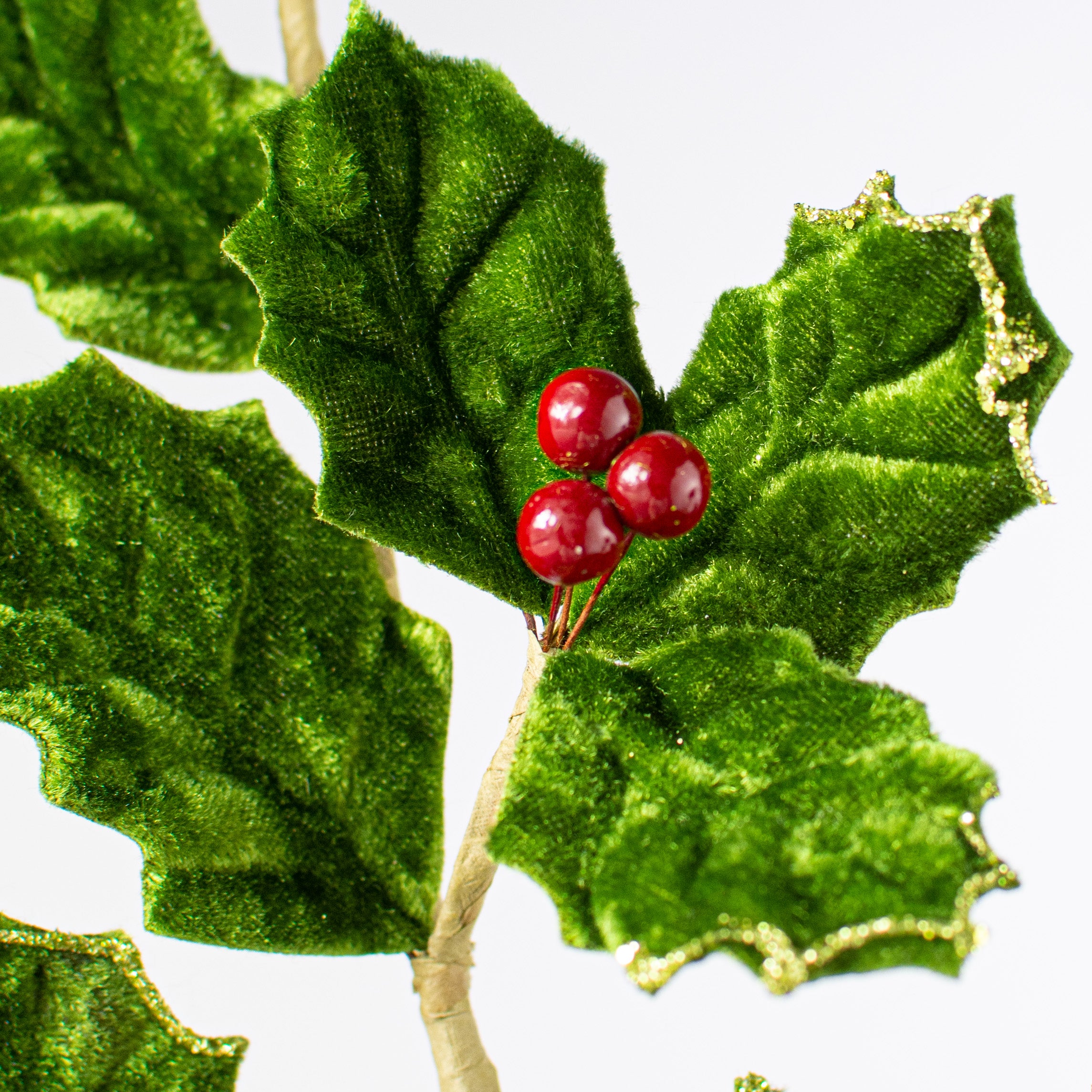 25" Velvet Holly Berry Spray detail photo 4
