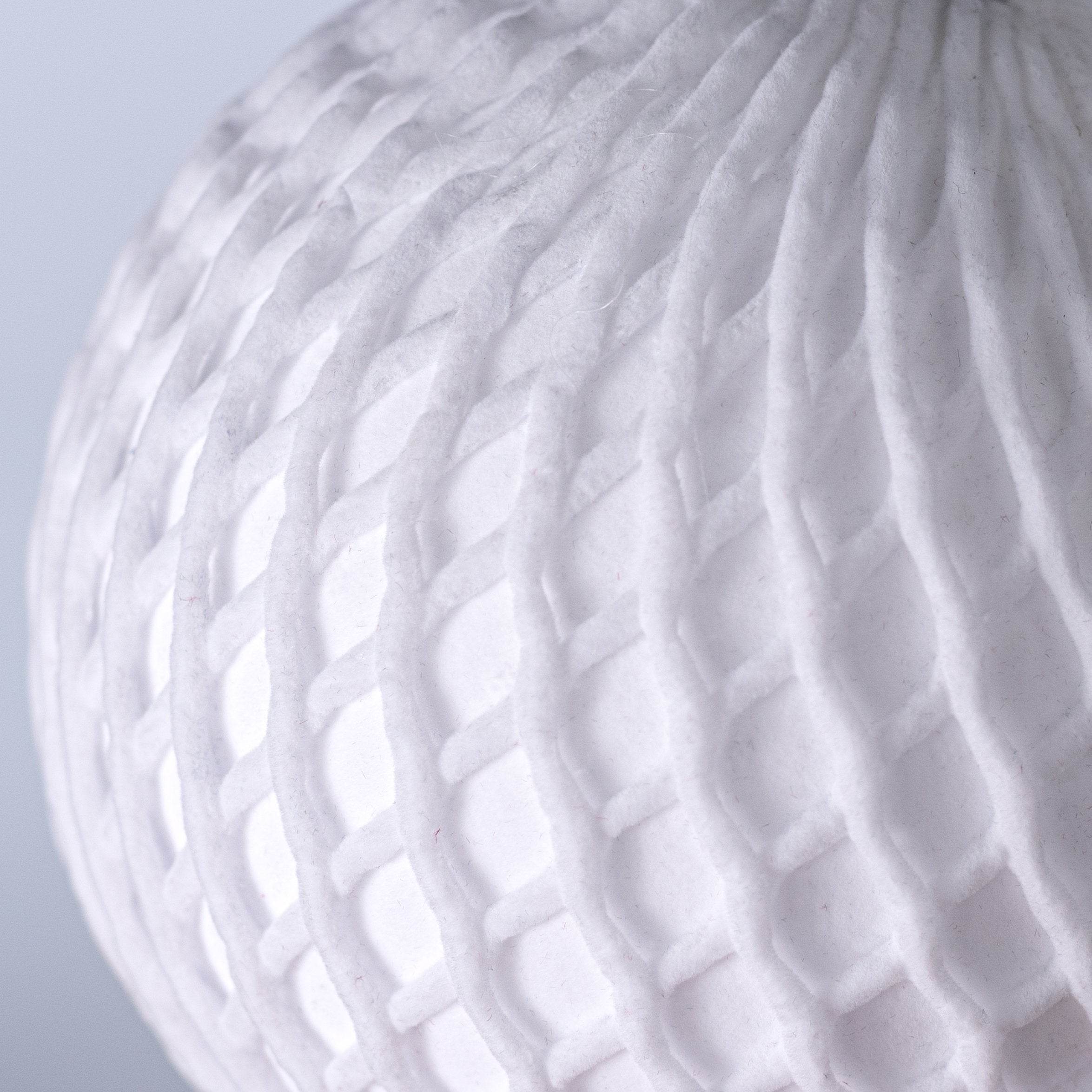 6" Velvet Honeycomb Ornament: White detail photo 3