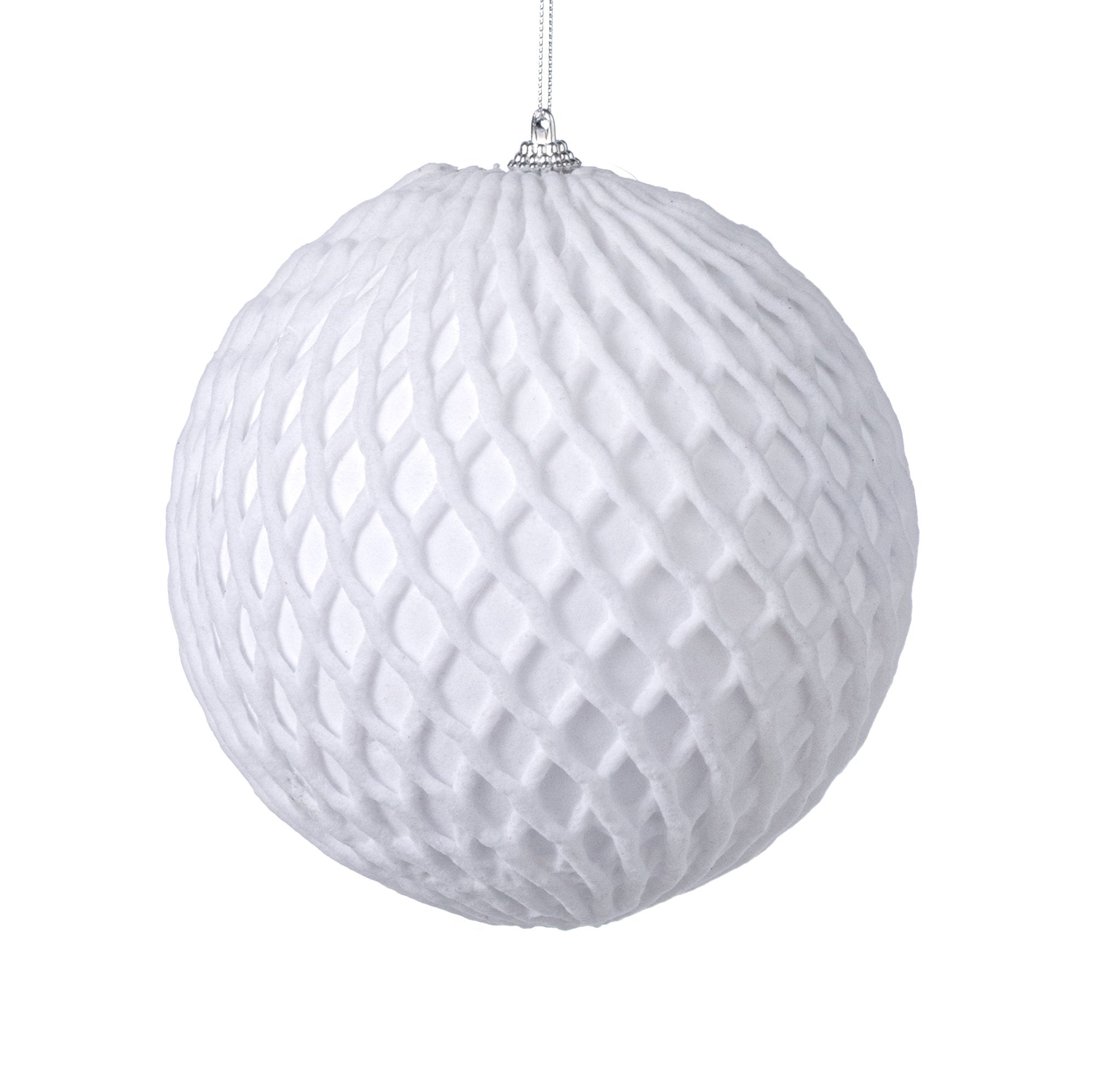 6" Velvet Honeycomb Ornament: White Item Number: 32248-WT