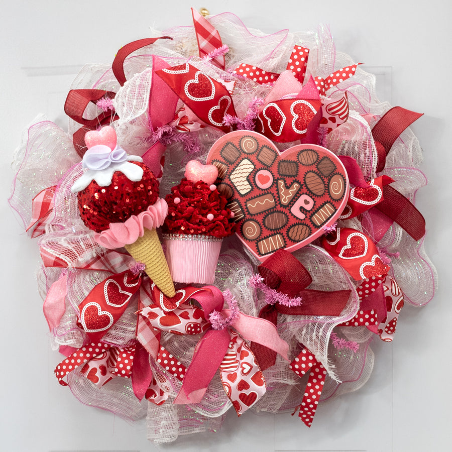 12" Velvet Ice Cream Cone Heart Ornament Lifestyle Photo