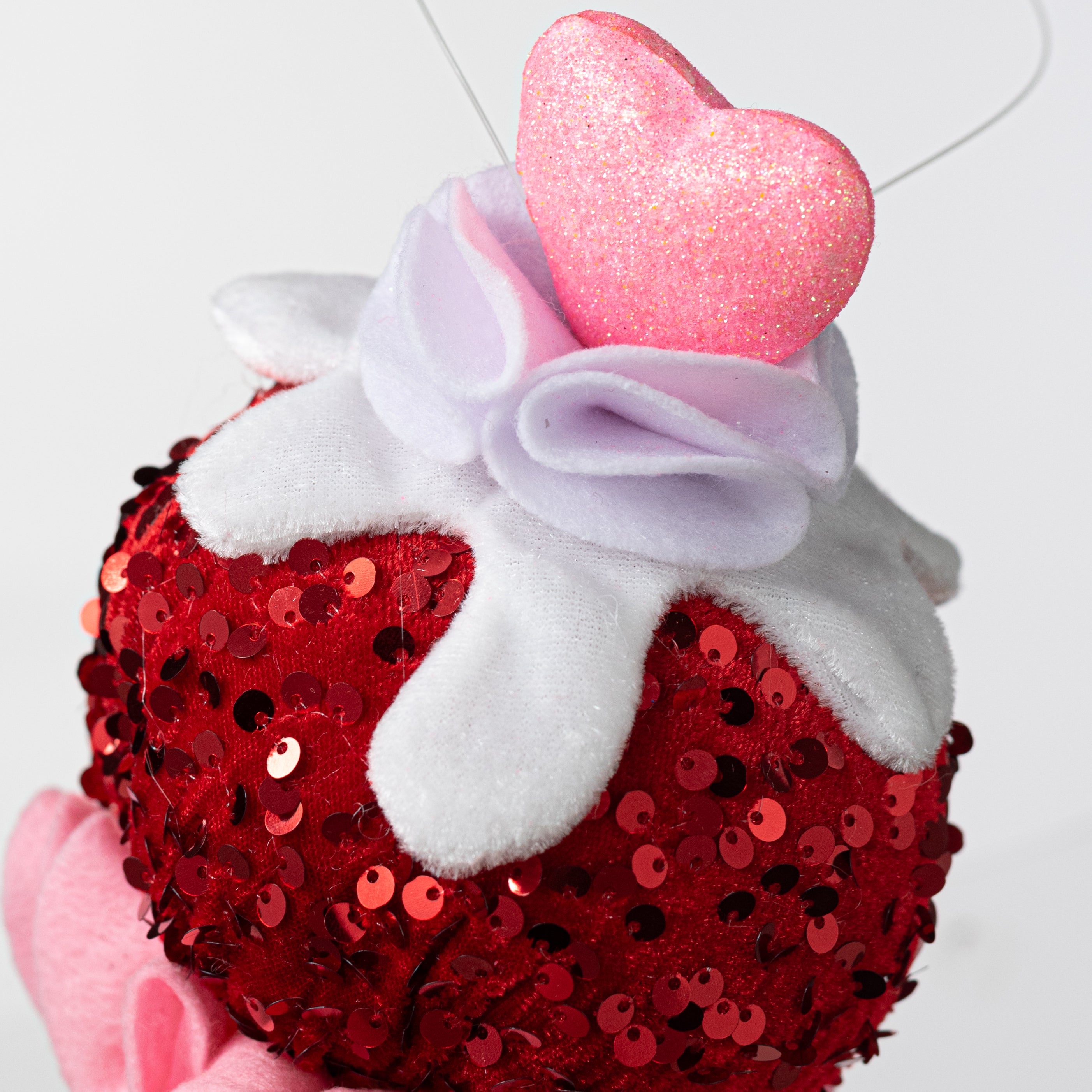 12" Velvet Ice Cream Cone Heart Ornament detail photo 5