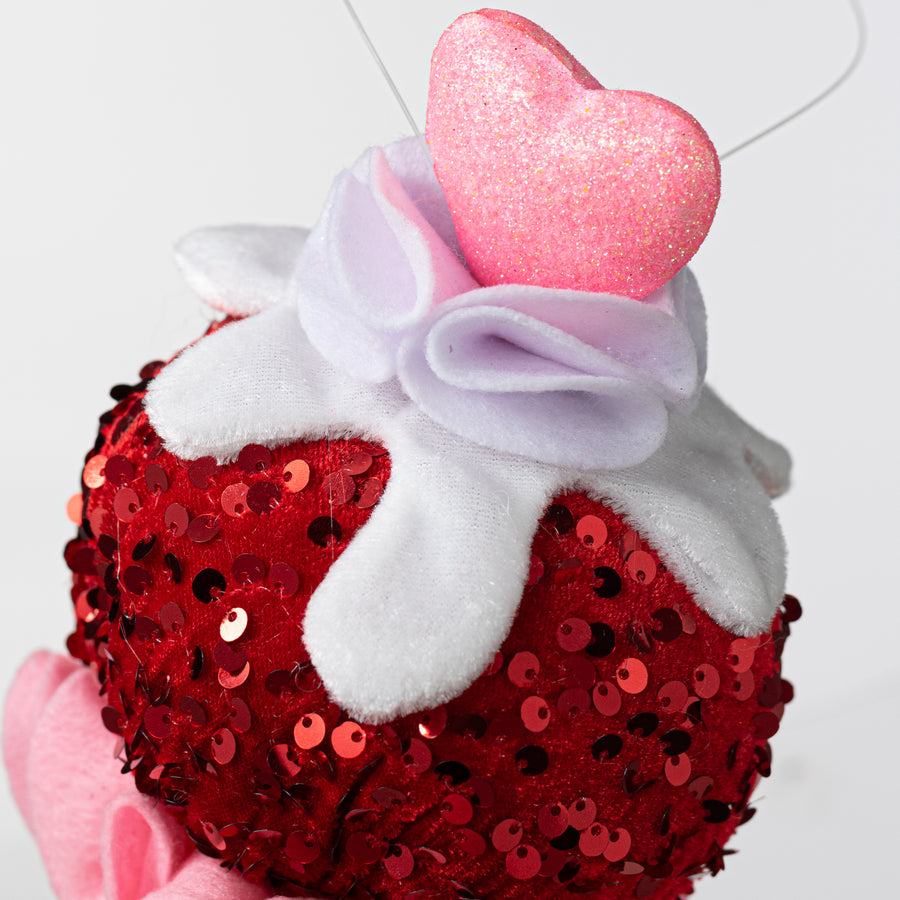 12" Velvet Ice Cream Cone Heart Ornament detail photo 5