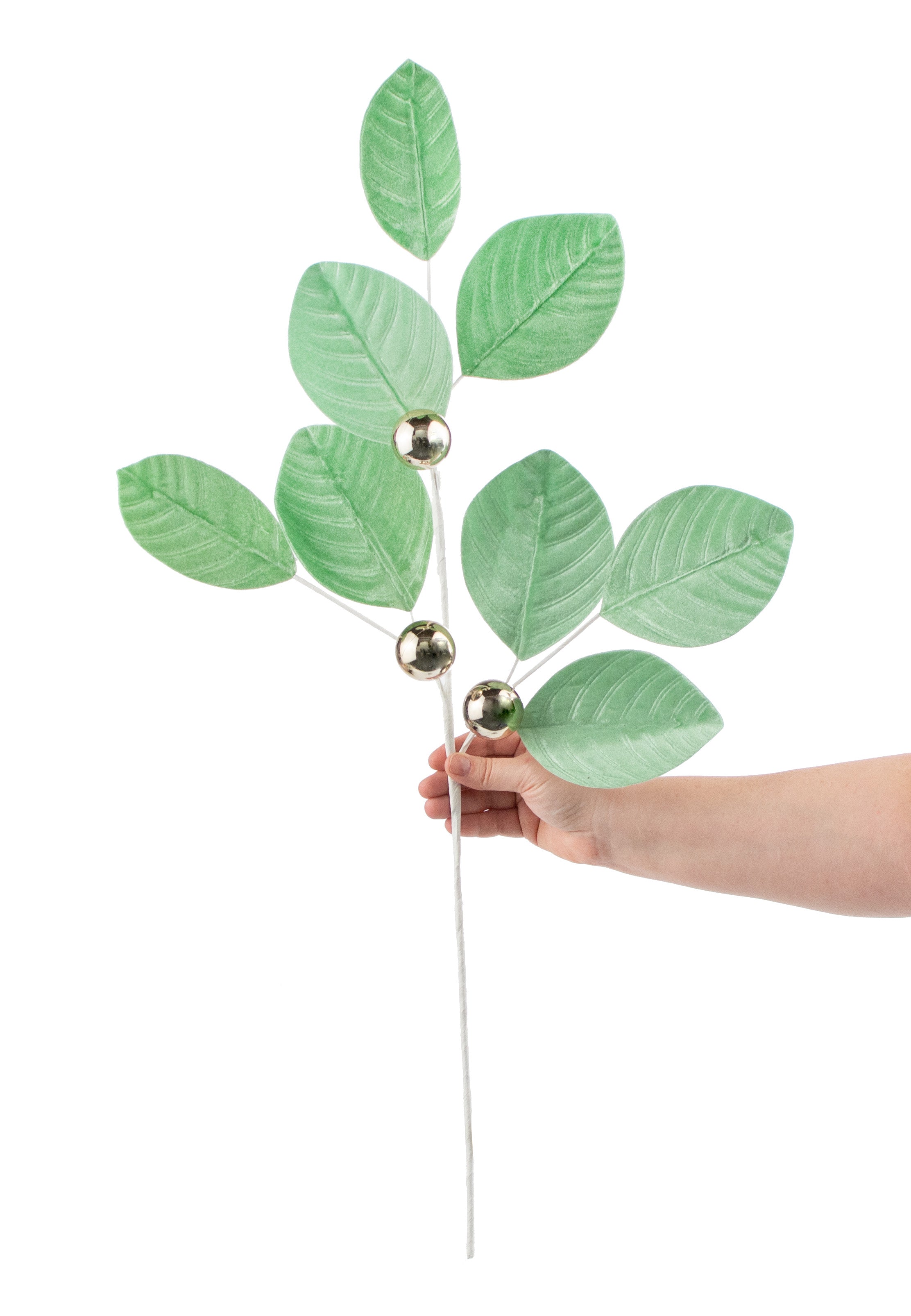 31" Velvet Leaf Spray: Frozen Green detail photo 3