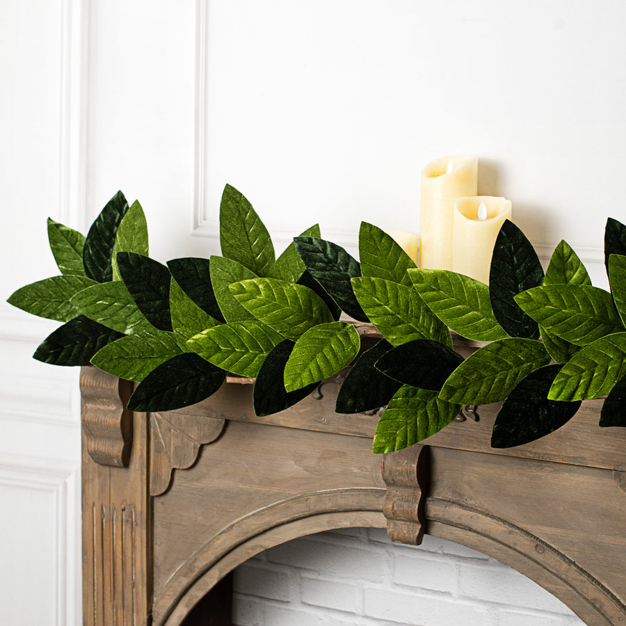 47" Velvet Magnolia Leaf Garland Lifestyle Photo