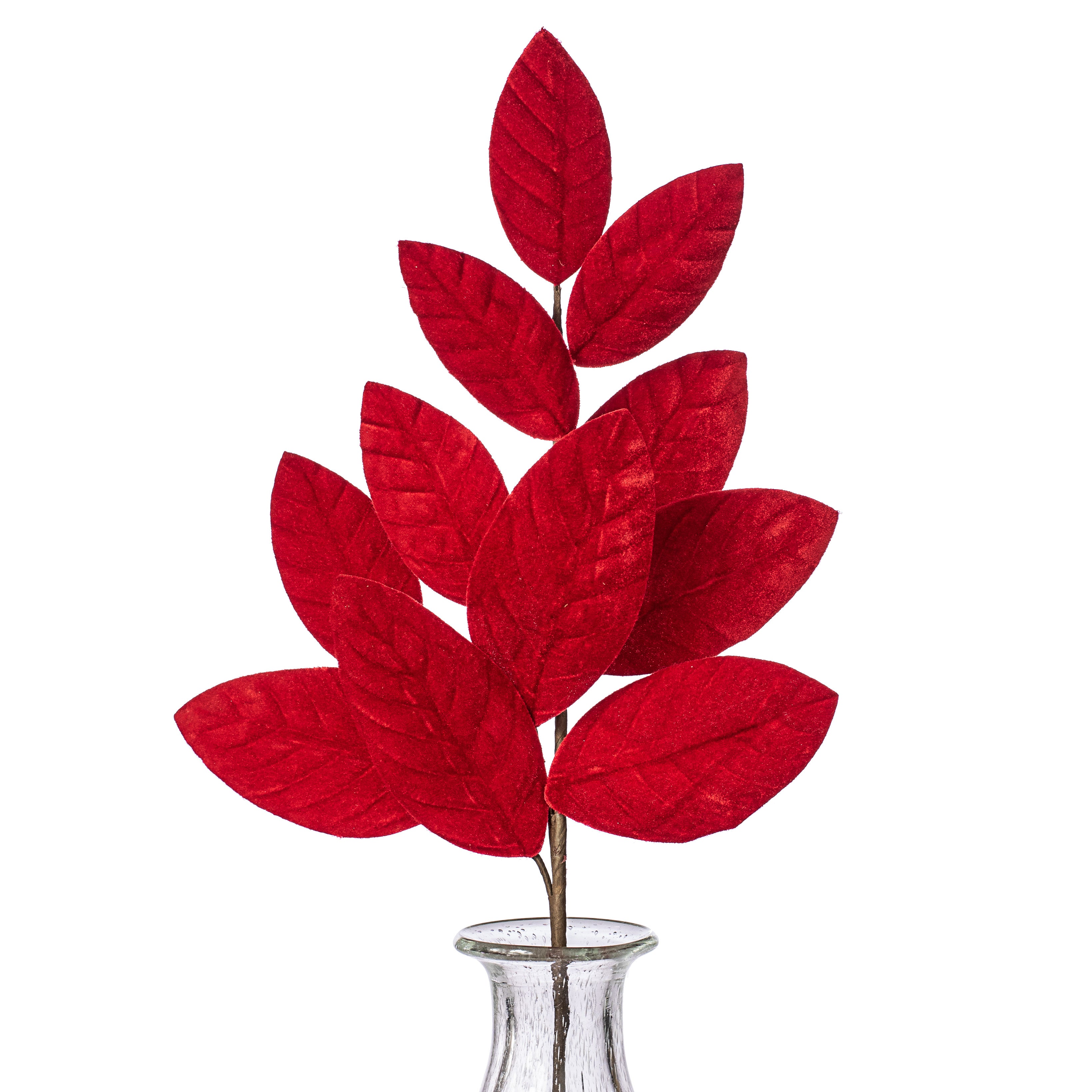 26" Velvet Magnolia Leaf Spray: Red Item Number: 273327