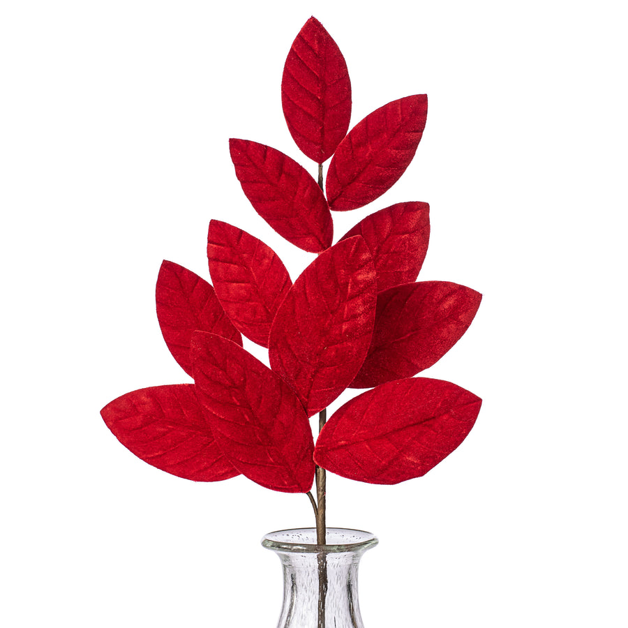 26" Velvet Magnolia Leaf Spray: Red Item Number: 273327