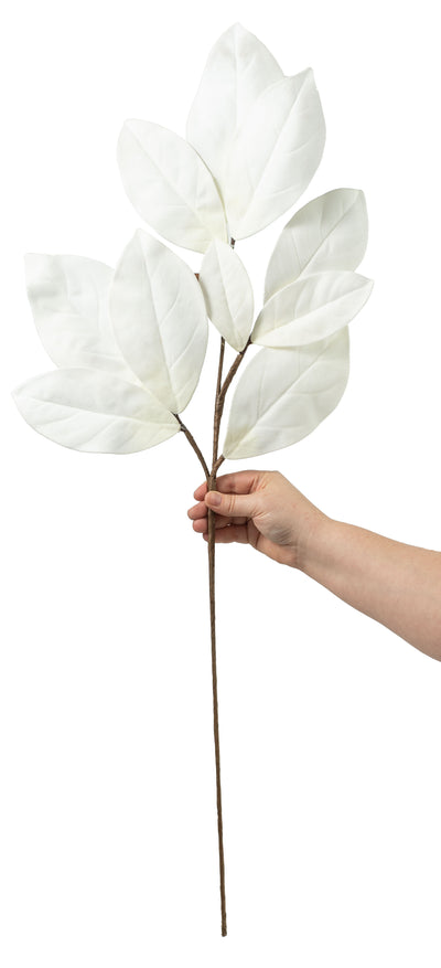 32" Velvet Magnolia Leaves Stem: White Lifestyle Photo