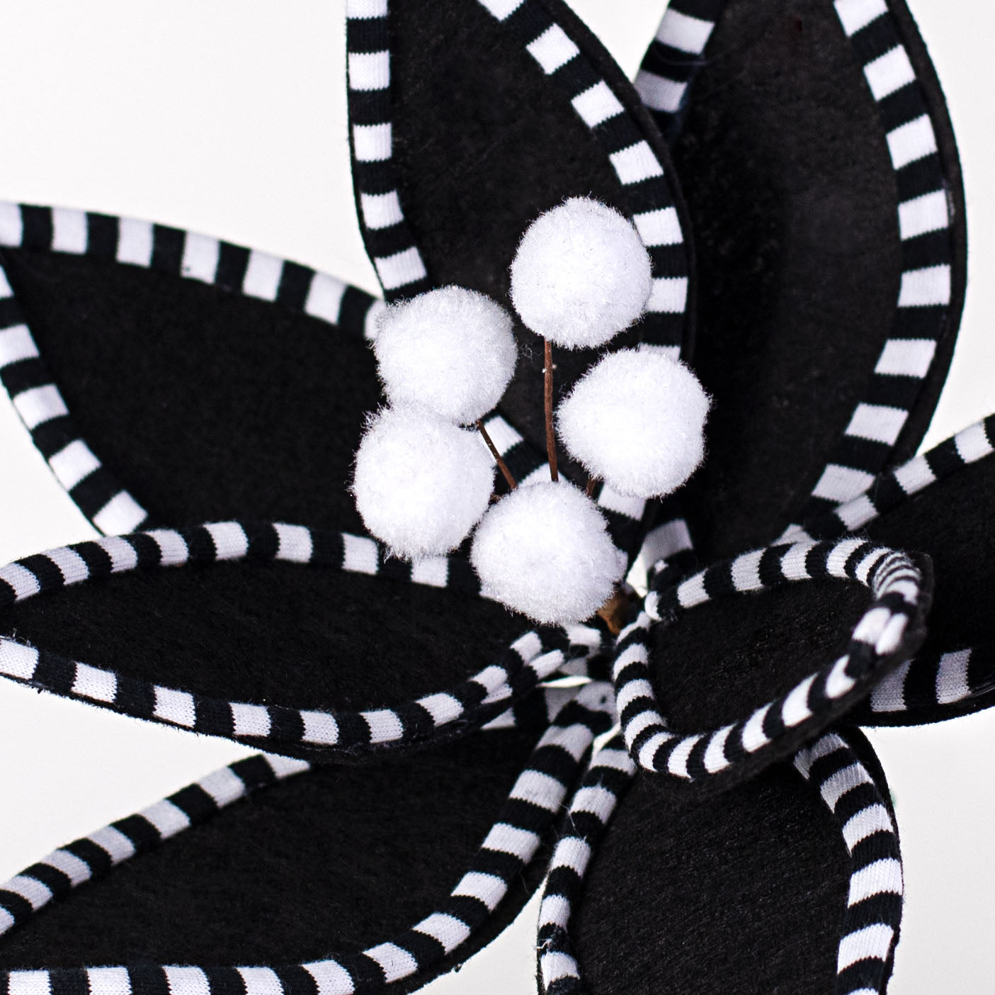 11" Velvet Peppermint Edge Poinsettia Pick: Black & White Lifestyle Photo