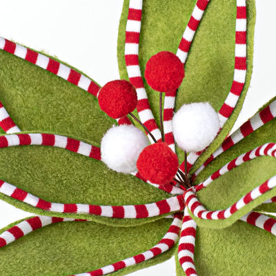 11" x 12" Velvet Peppermint Edge Poinsettia Pick: Red, White, Green Lifestyle Photo