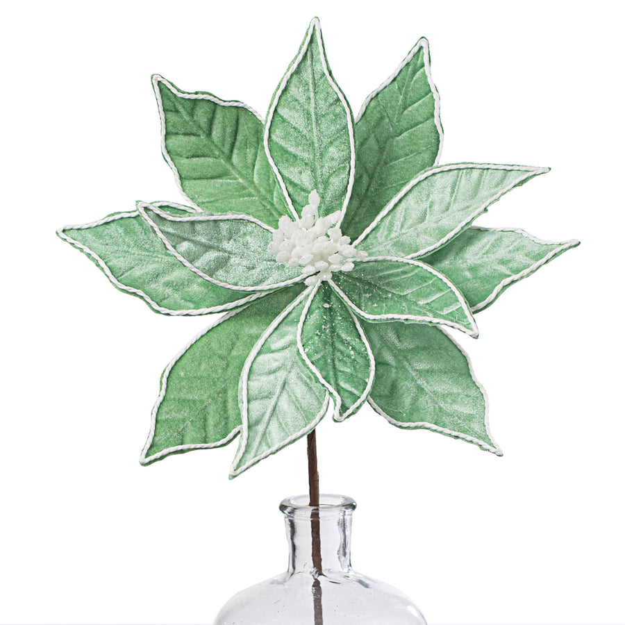 22" Velvet Poinsettia Stem: Frozen Green Item Number: 187549