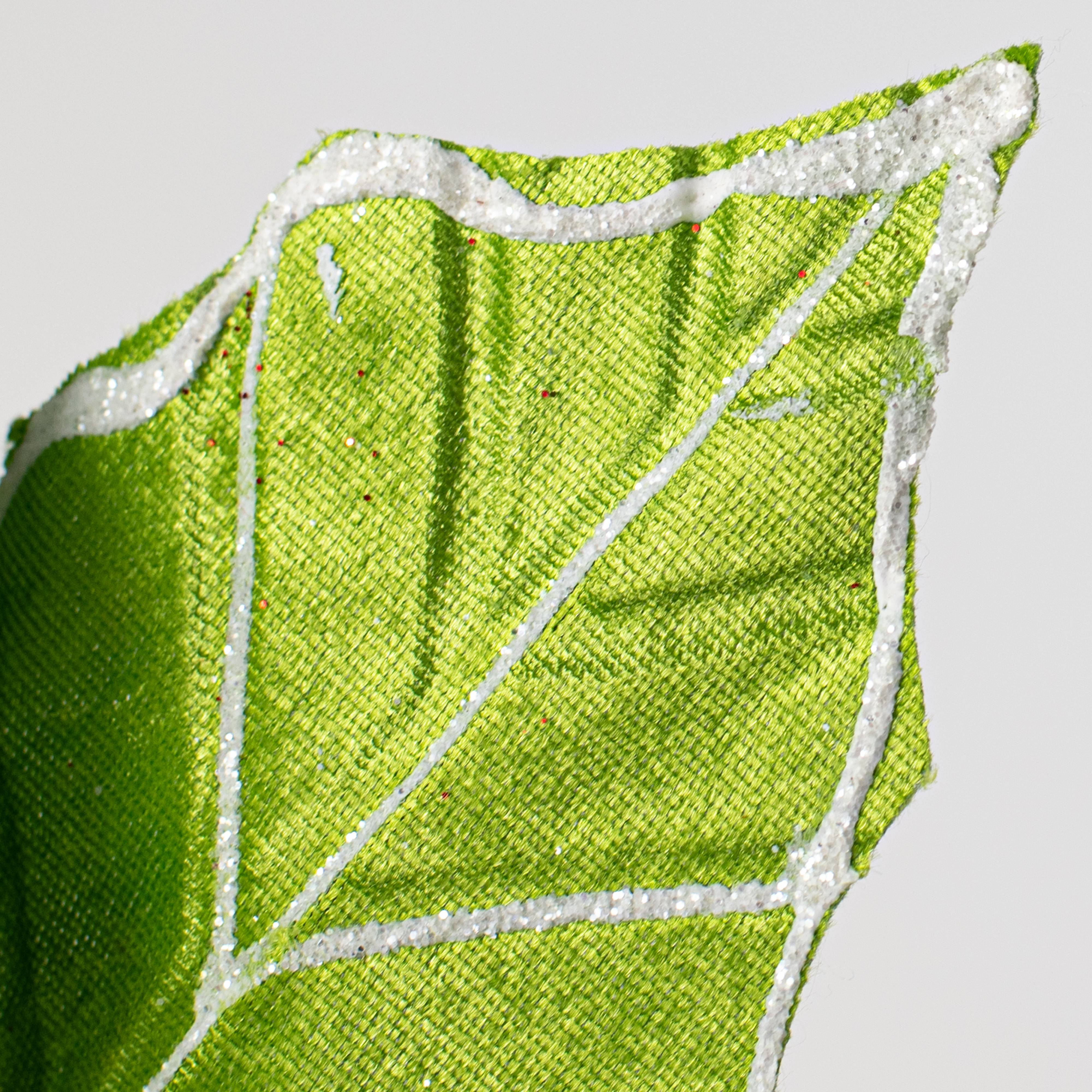 25" Velvet Poinsettia Stem: Lime Green detail photo 4
