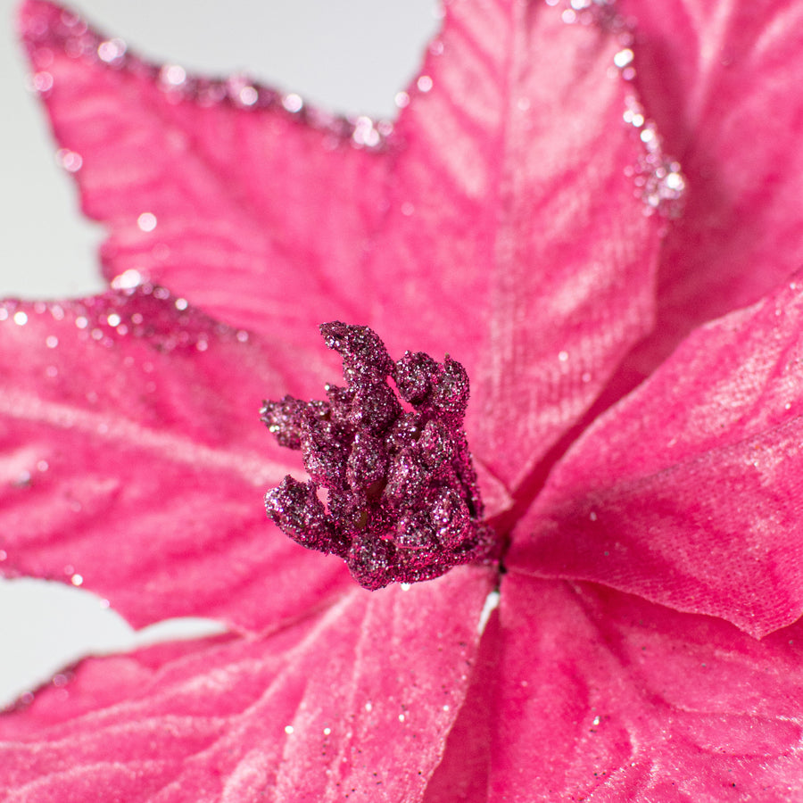 15" Velvet Poinsettia Pick: Pink Lifestyle Photo
